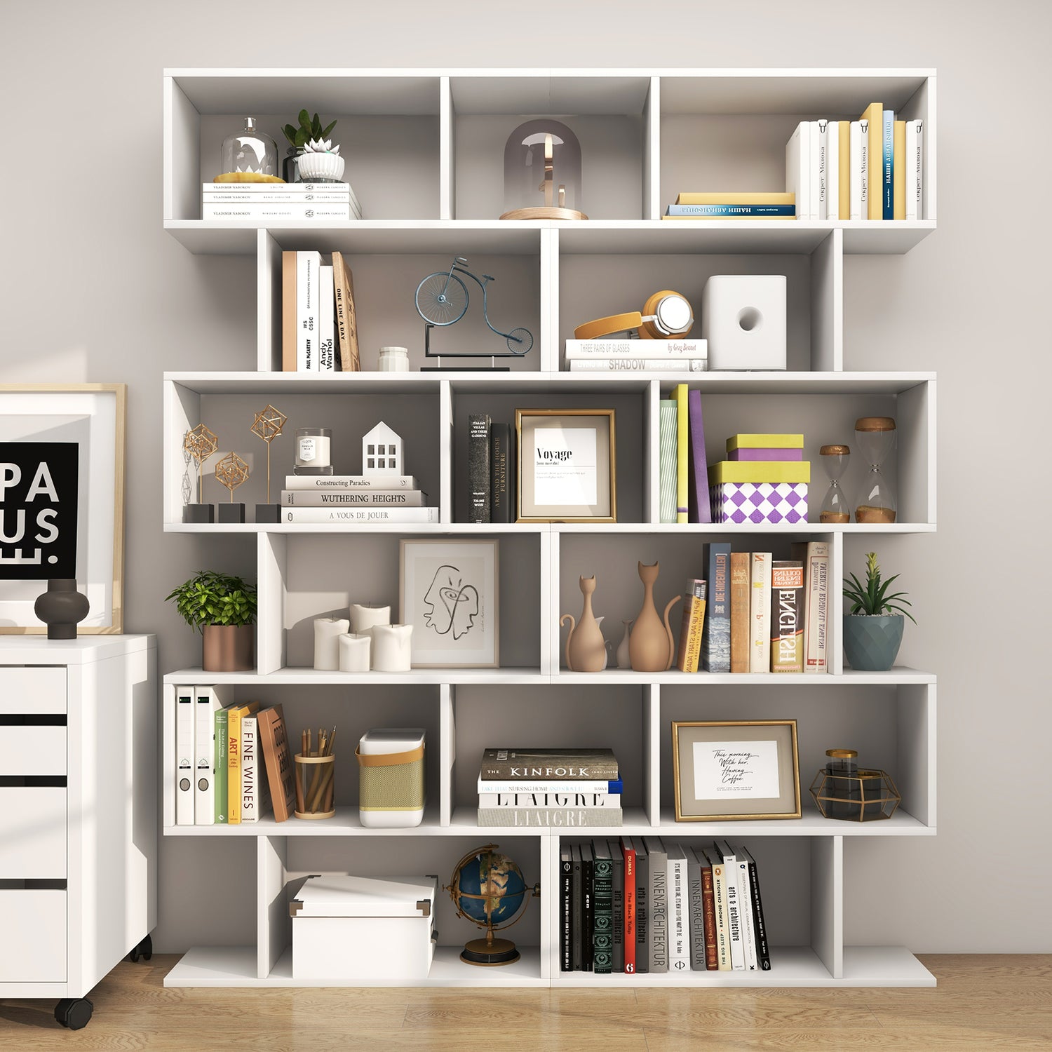 6 Tier S-Shaped Bookshelf Storage Display Bookcase Decor Z-Shelf
