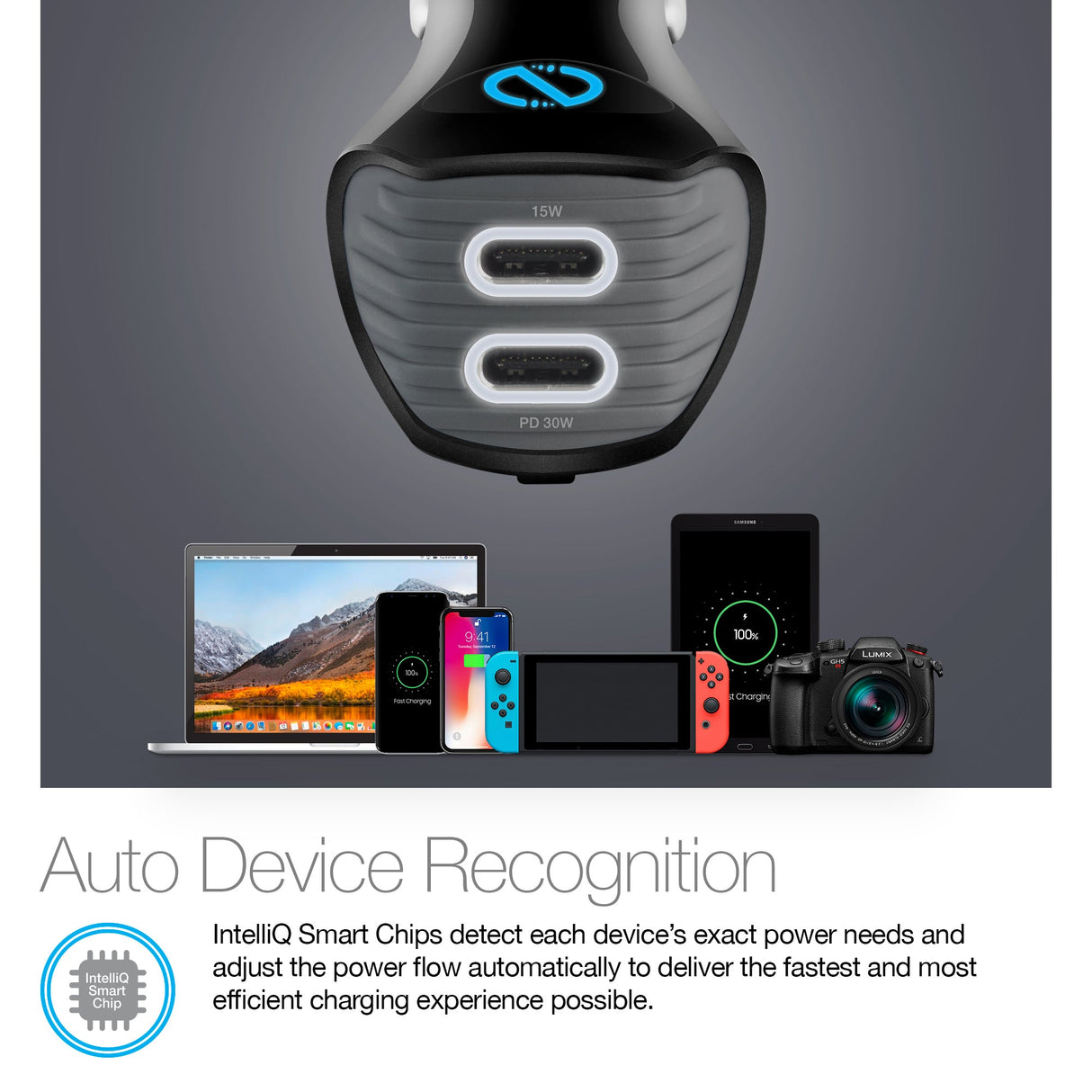 Naztech Turbo 30W USB-C PD + USB-C Car Charger Black (14390-HYP)