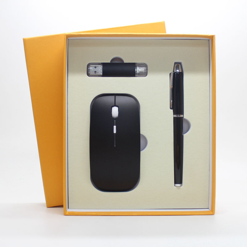 Office Gift Set: Wireless Mouse, Mobile USB Disk, Pen with Custom Logo