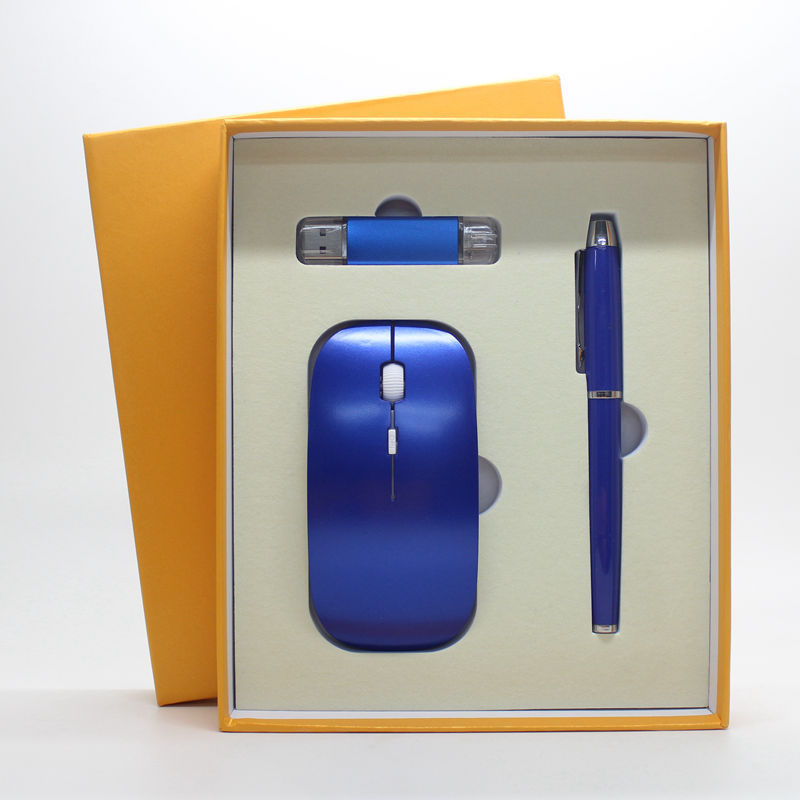 Office Gift Set: Wireless Mouse, Mobile USB Disk, Pen with Custom Logo