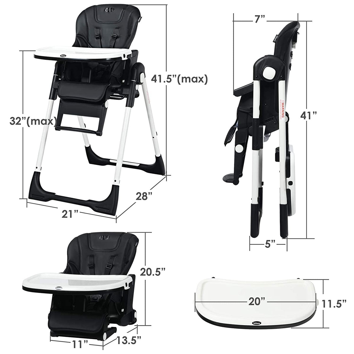 4-in-1 High Chair-Booster Seat with Adjustable Height and Recline