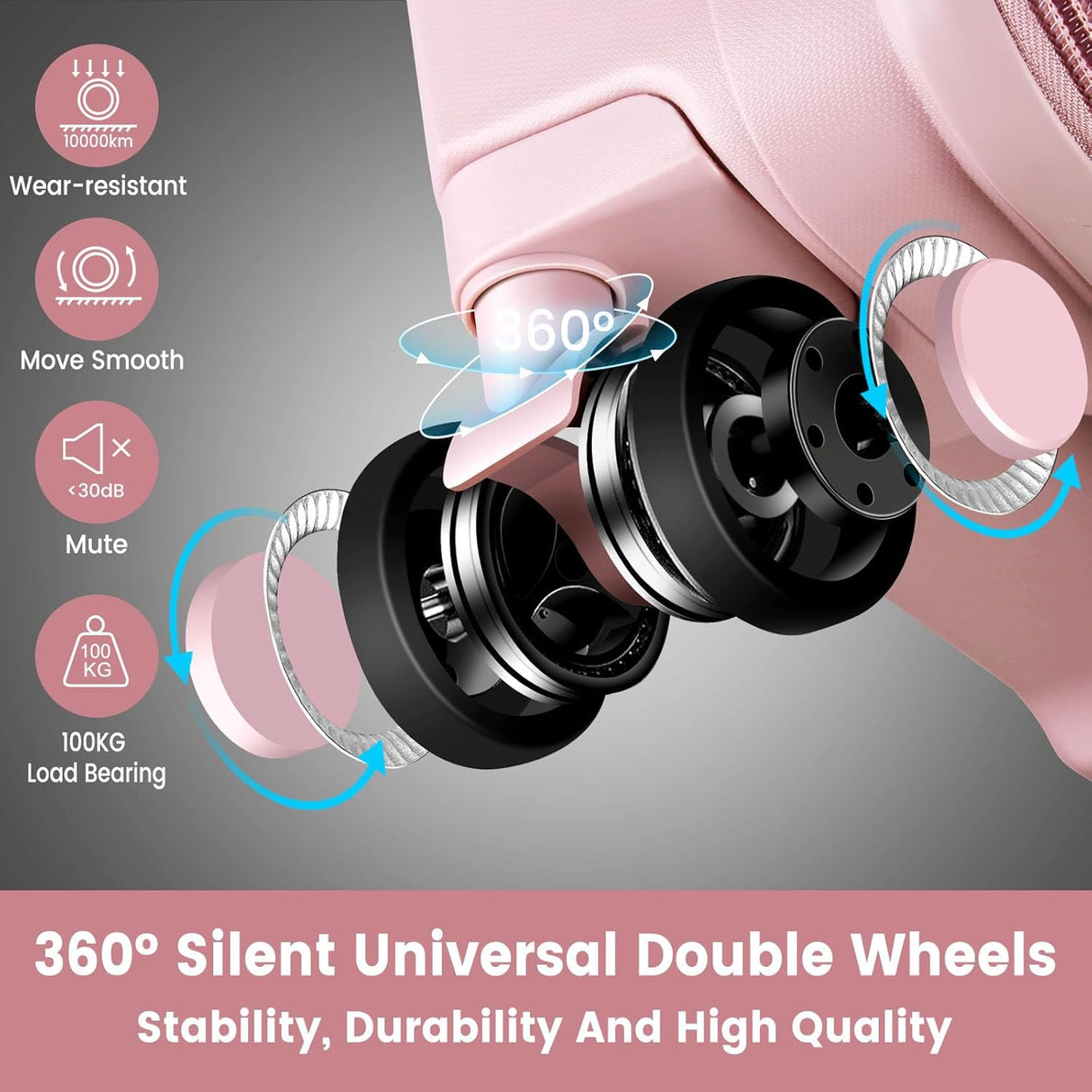 Luggage Sets with Spinner Wheels (20/24/28 Inch), PP+ABS Suitcase Sets