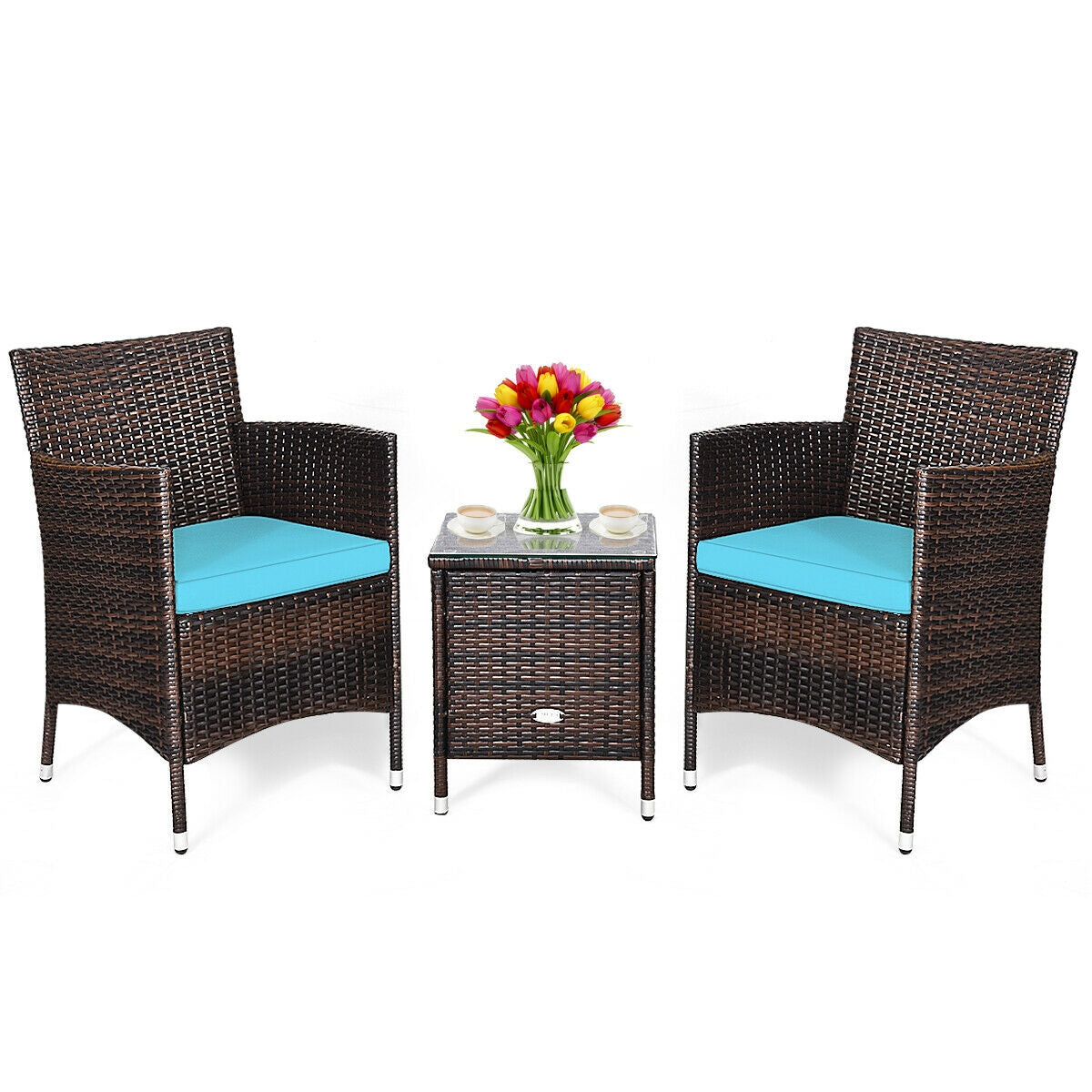 3 Pcs Outdoor Rattan Wicker Furniture Set
