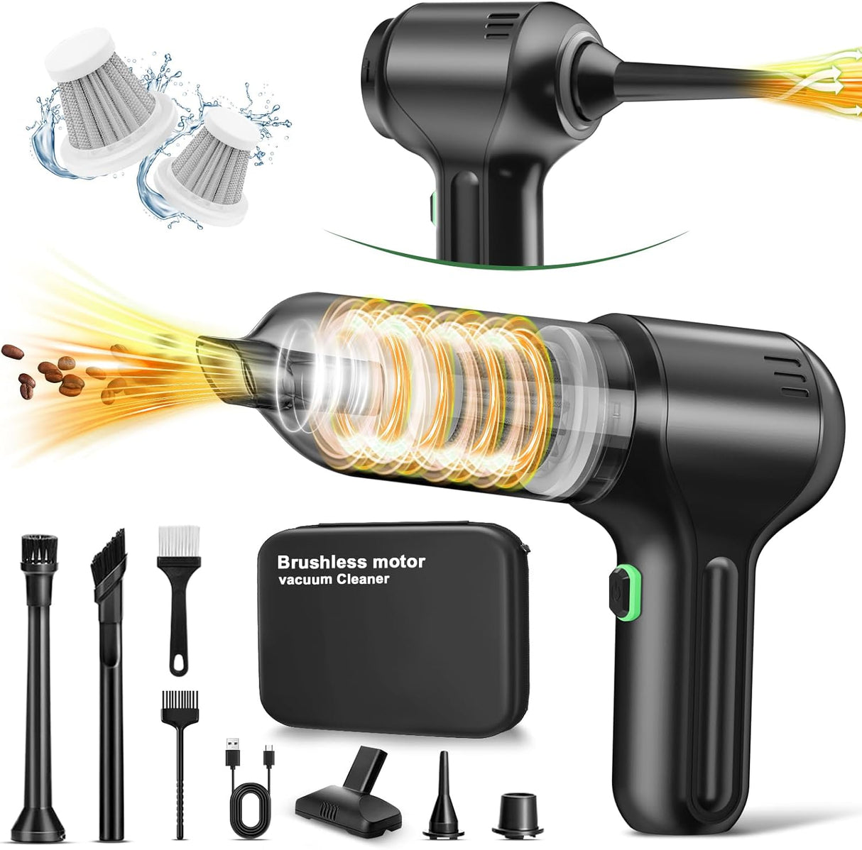 DEIFO 3-in-1 Cordless Car Vacuum: Blow, Suction, Inflate for Home & Car Cleaning