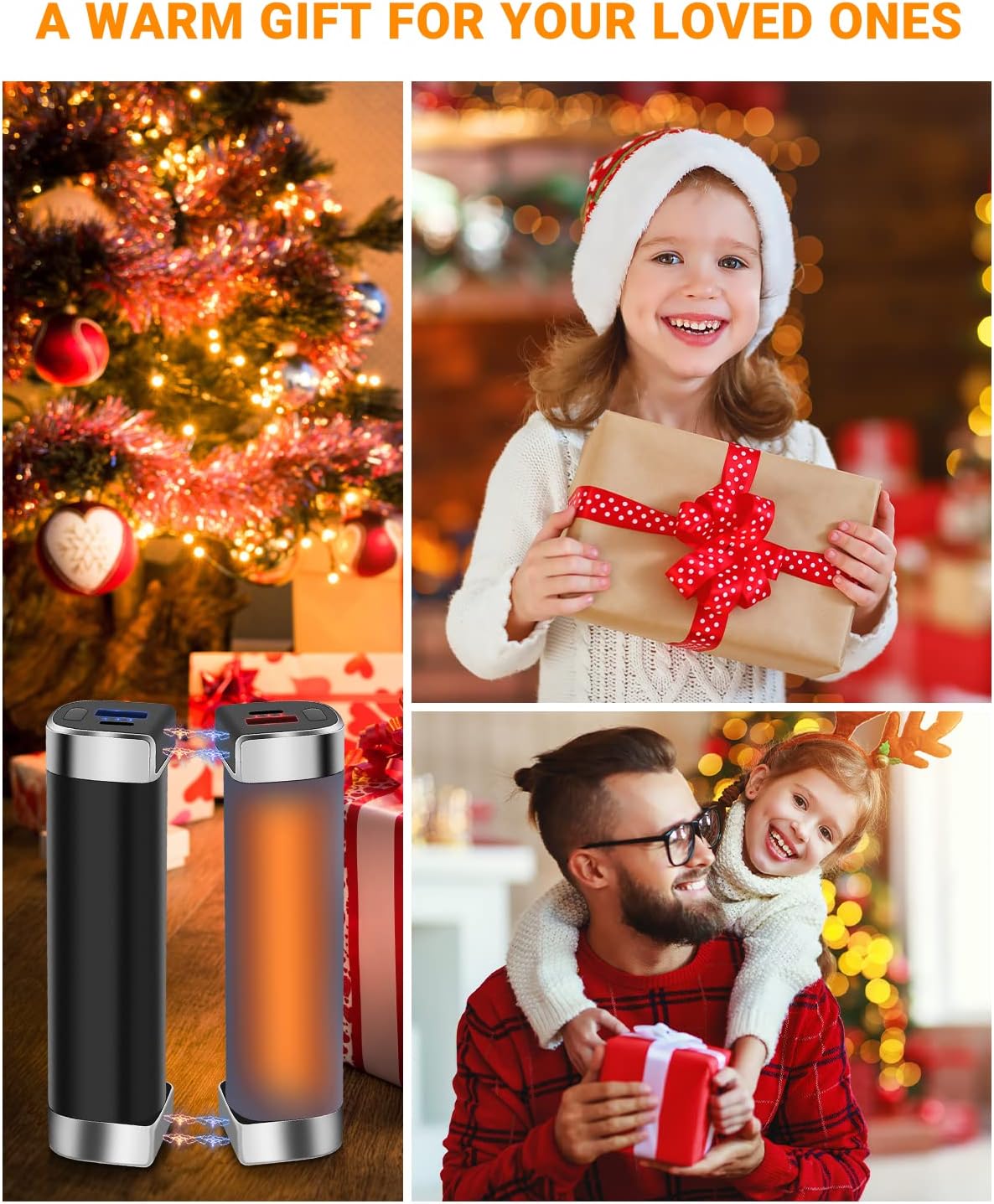 2 Packs Split-Magnetic Electric Reusable Handwarmer, 10000mAh & 360° Heating MAX 15 Hrs Warmth & 3 Levels Temp Portable USB Power Bank