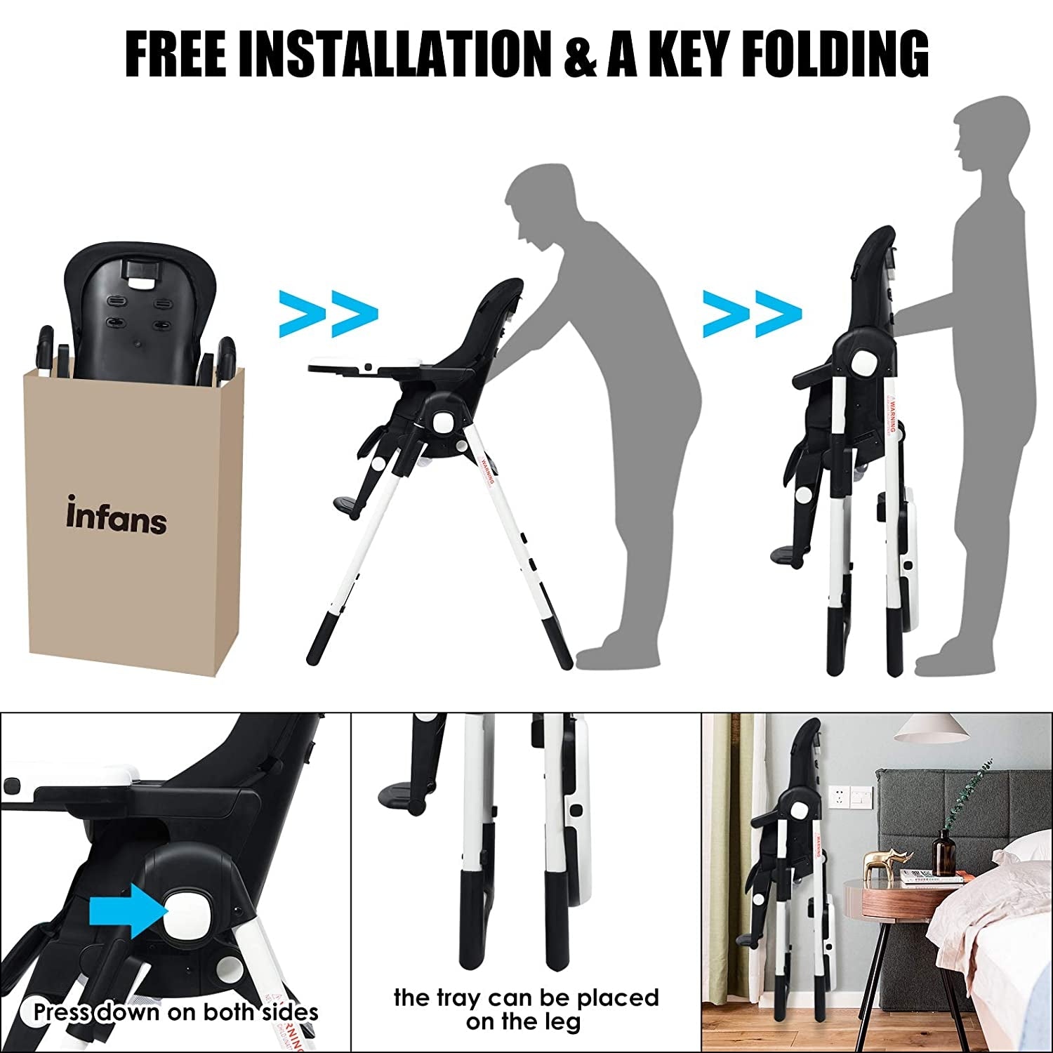 4-in-1 High Chair-Booster Seat with Adjustable Height and Recline
