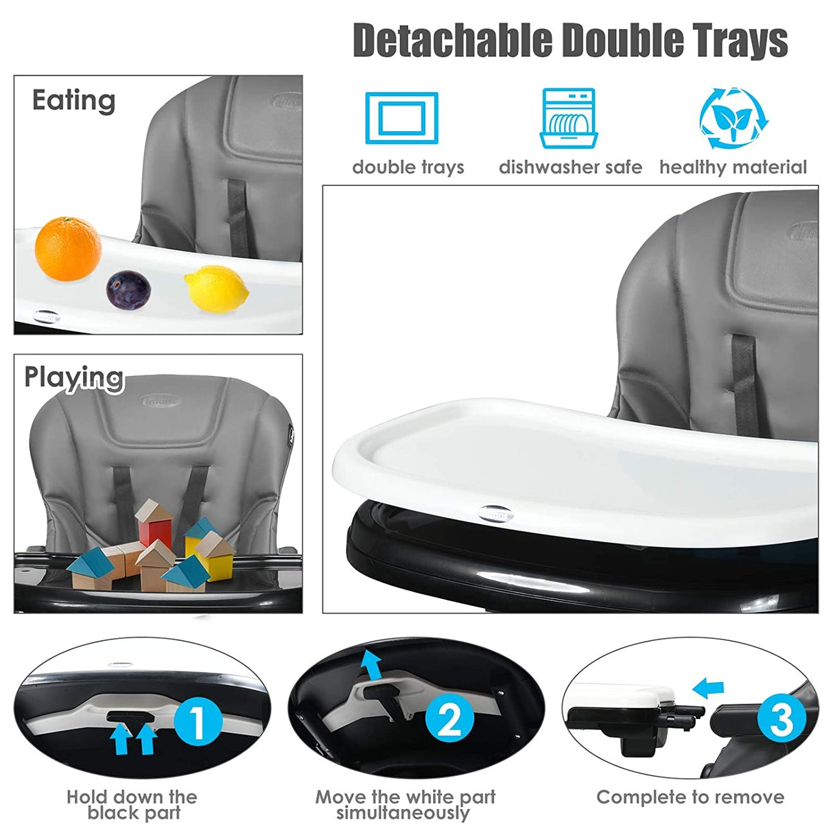 4-in-1 High Chair-Booster Seat with Adjustable Height and Recline