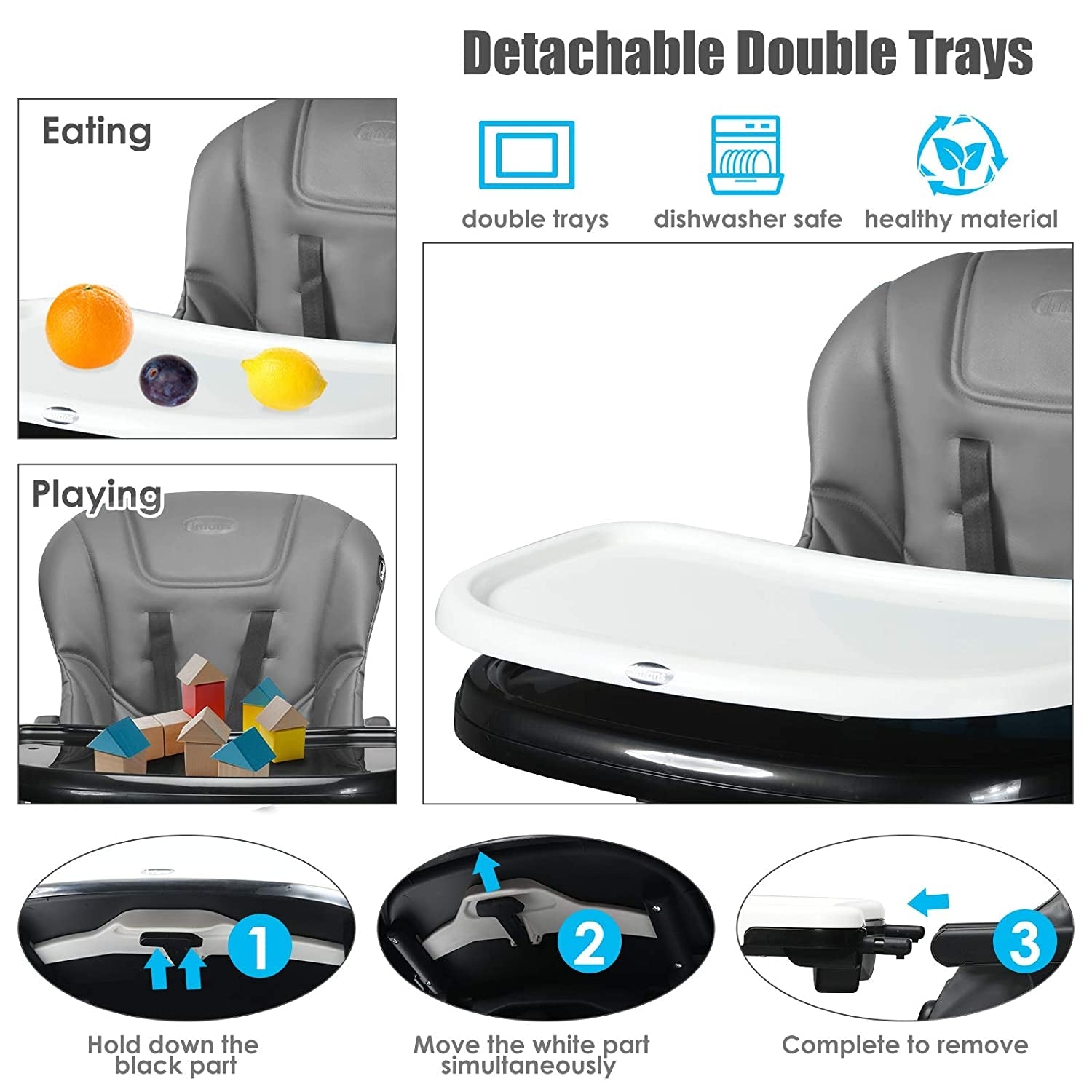 4-in-1 High Chair-Booster Seat with Adjustable Height and Recline