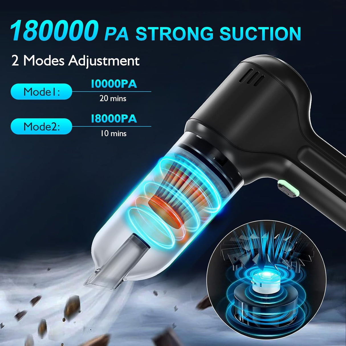 DEIFO 3-in-1 Cordless Car Vacuum: Blow, Suction, Inflate for Home & Car Cleaning