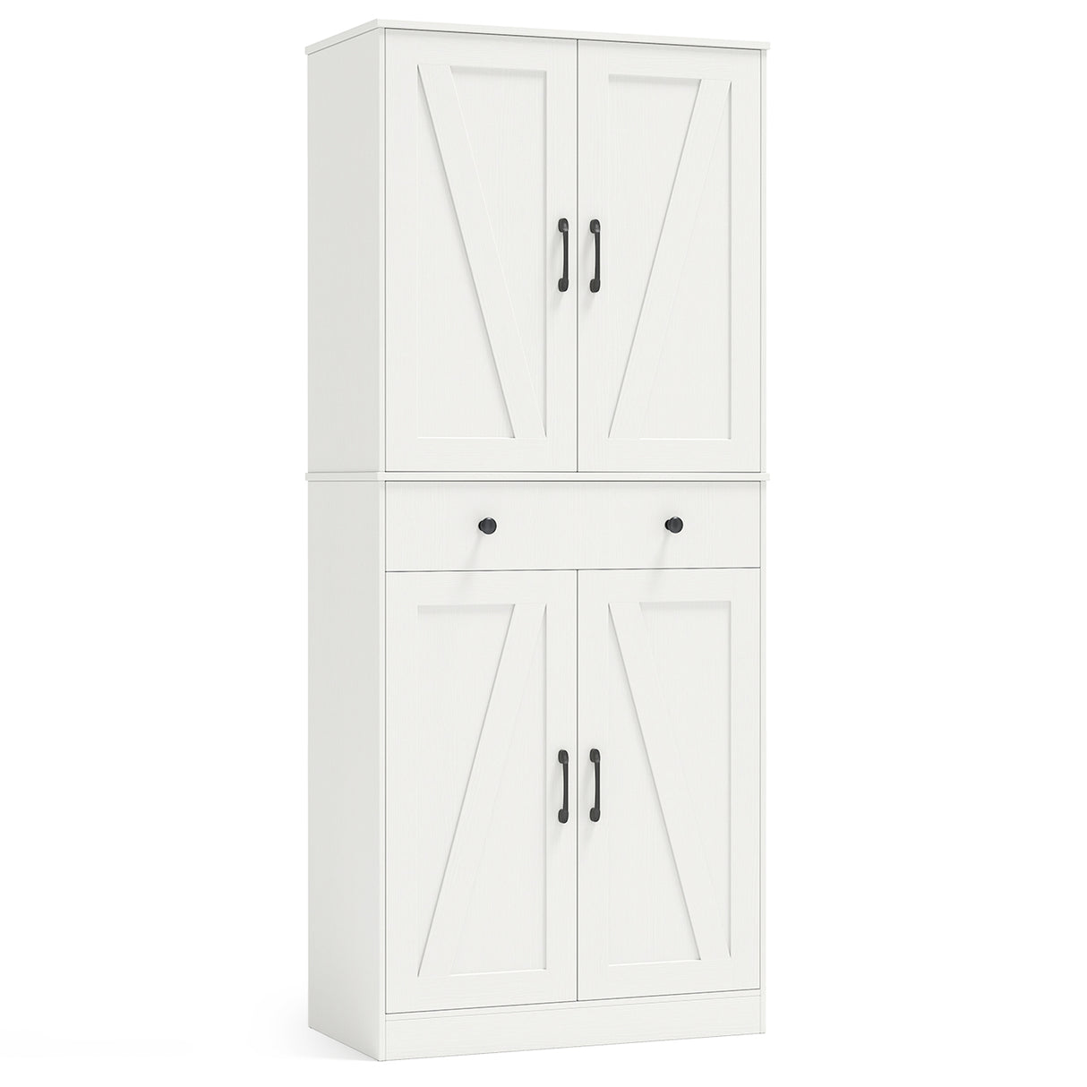 72 Inch Tall Modern Farmhouse Cupboard Cabinet with 4 Barn Doors