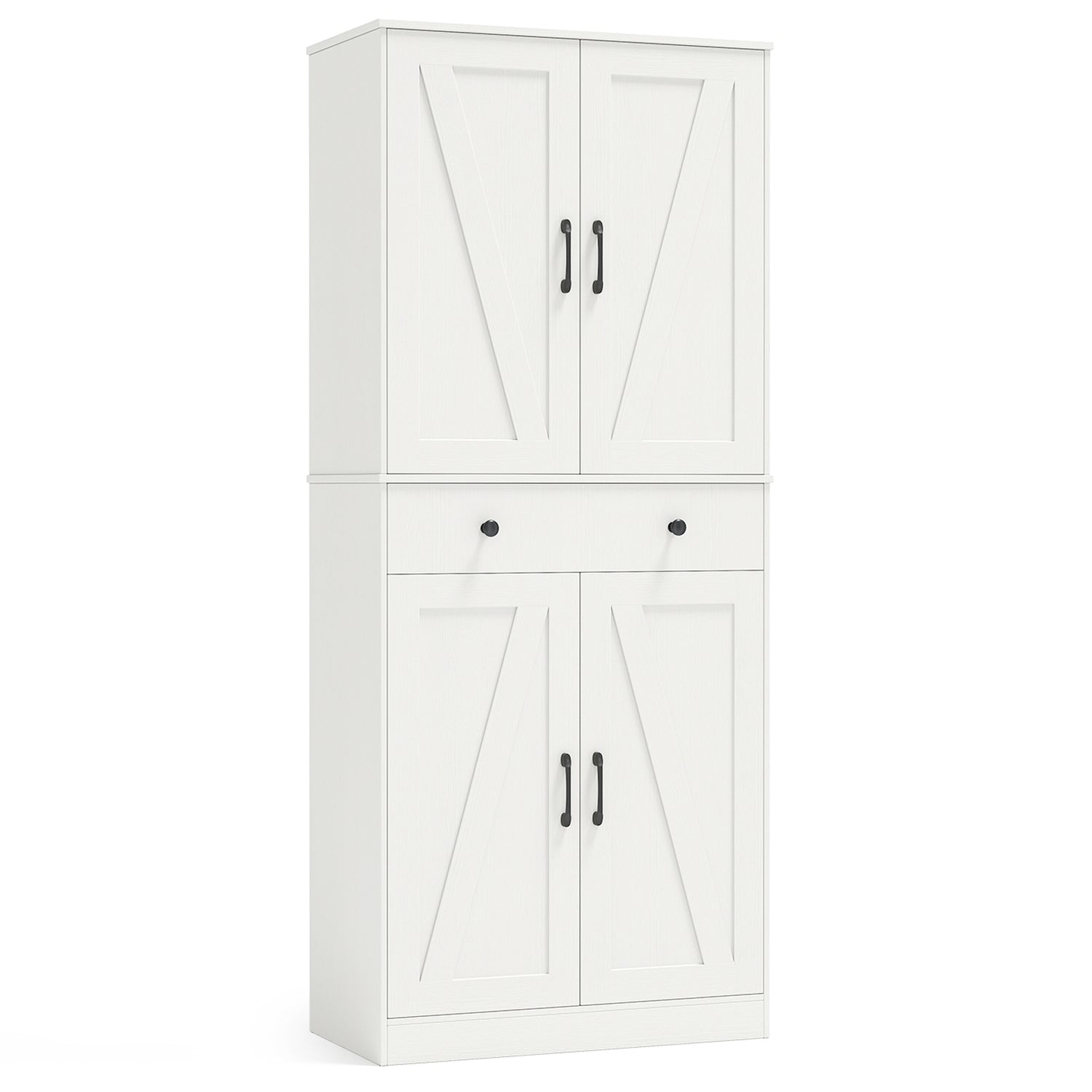 72 Inch Tall Modern Farmhouse Cupboard Cabinet with 4 Barn Doors
