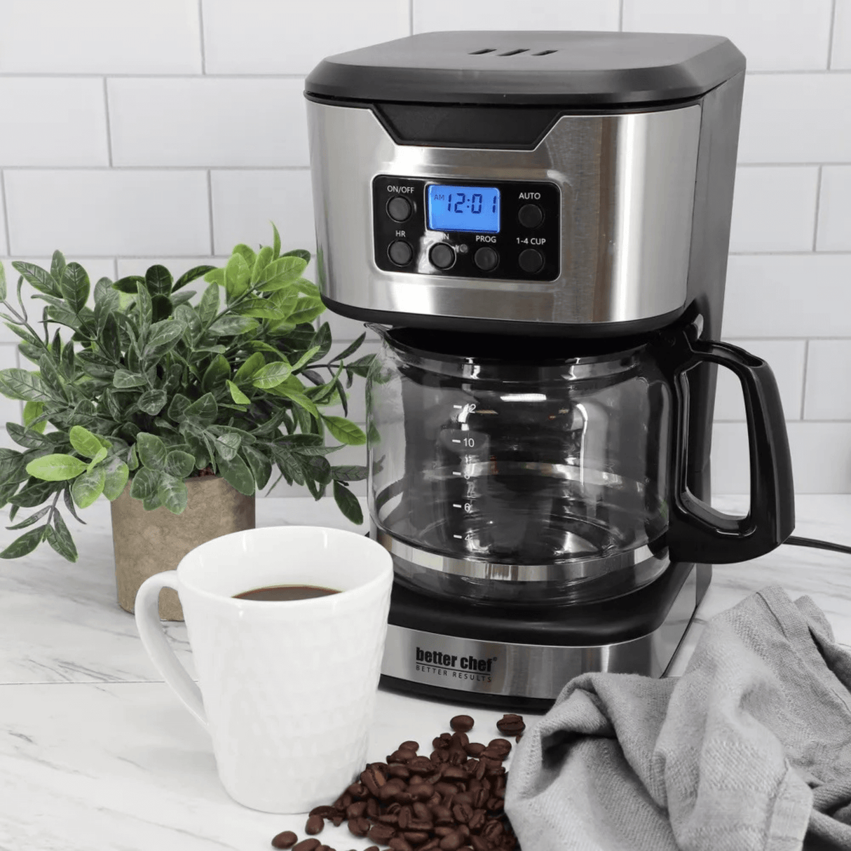 Better Chef 12-Cup Programmable Coffee Maker with Stainless Steel Accents
