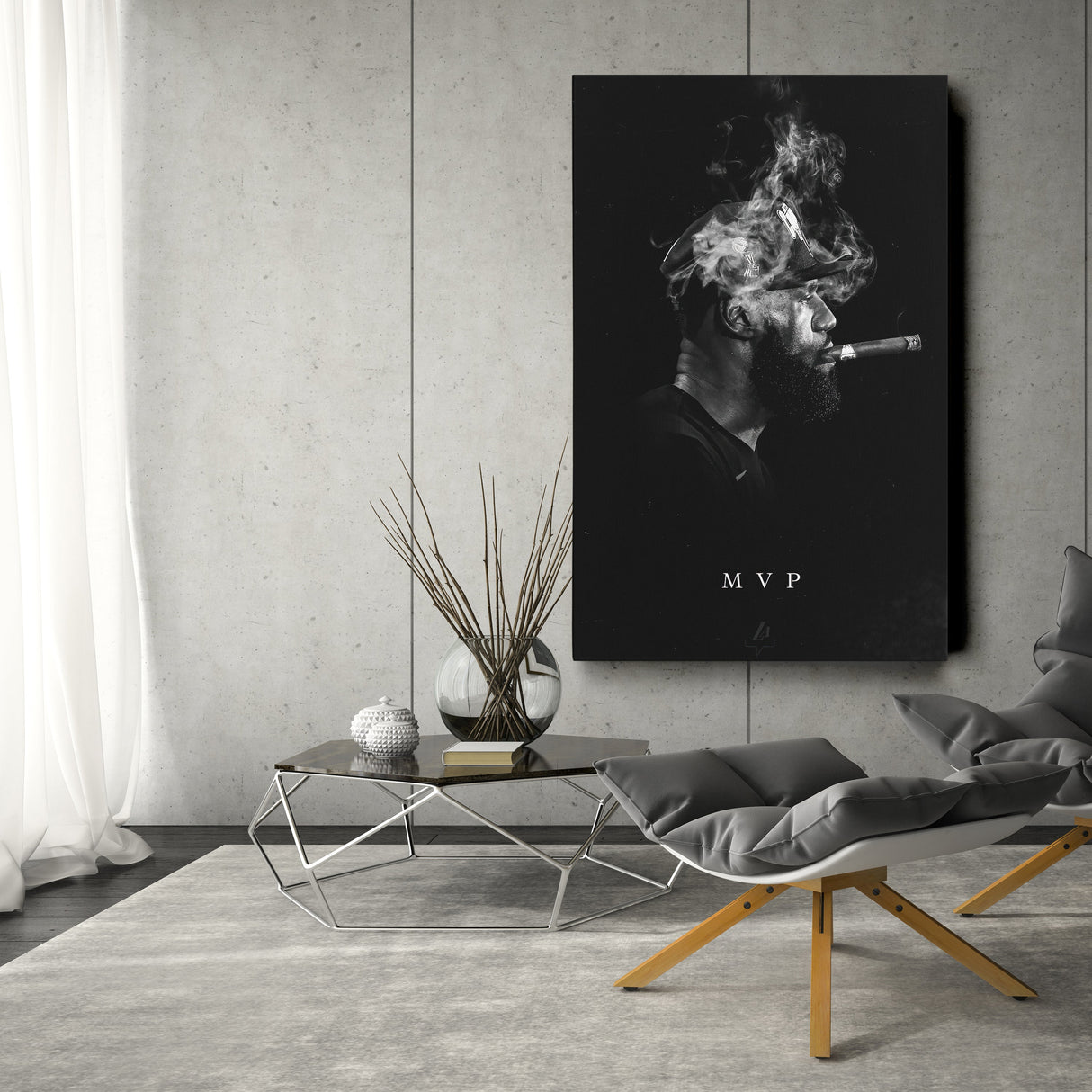 LeBron James Canvas Art – Cigar Lakers Wall Decor