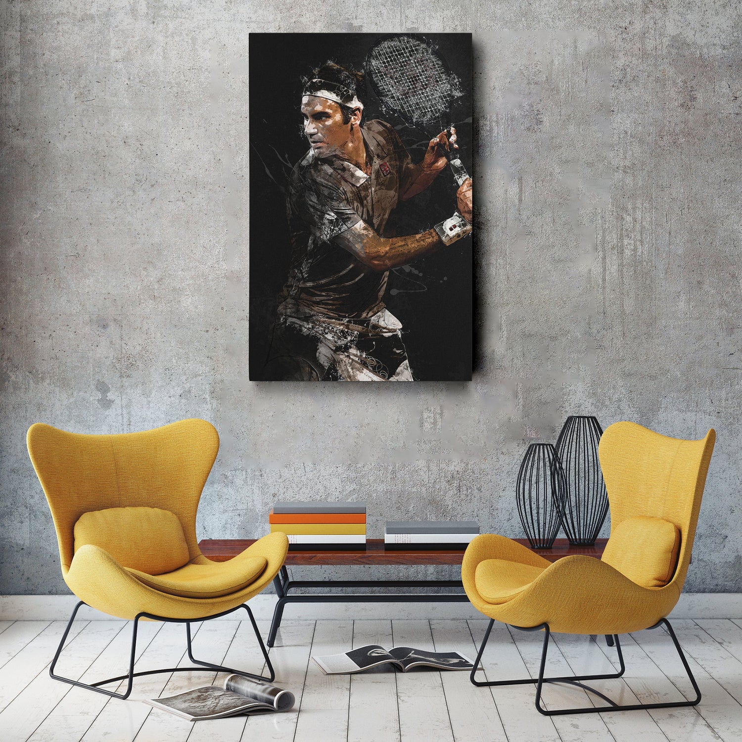 Roger Federer Canvas Print – Iconic Tennis Wall Art for Man Cave or Home