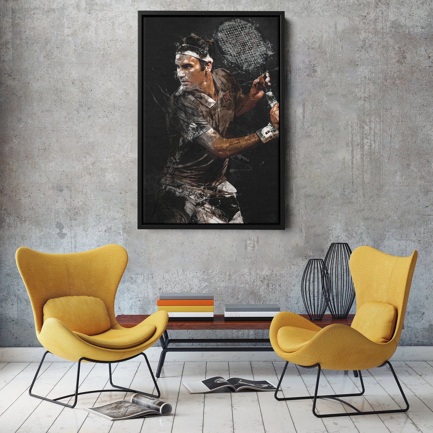 Roger Federer Canvas Print – Iconic Tennis Wall Art for Man Cave or Home
