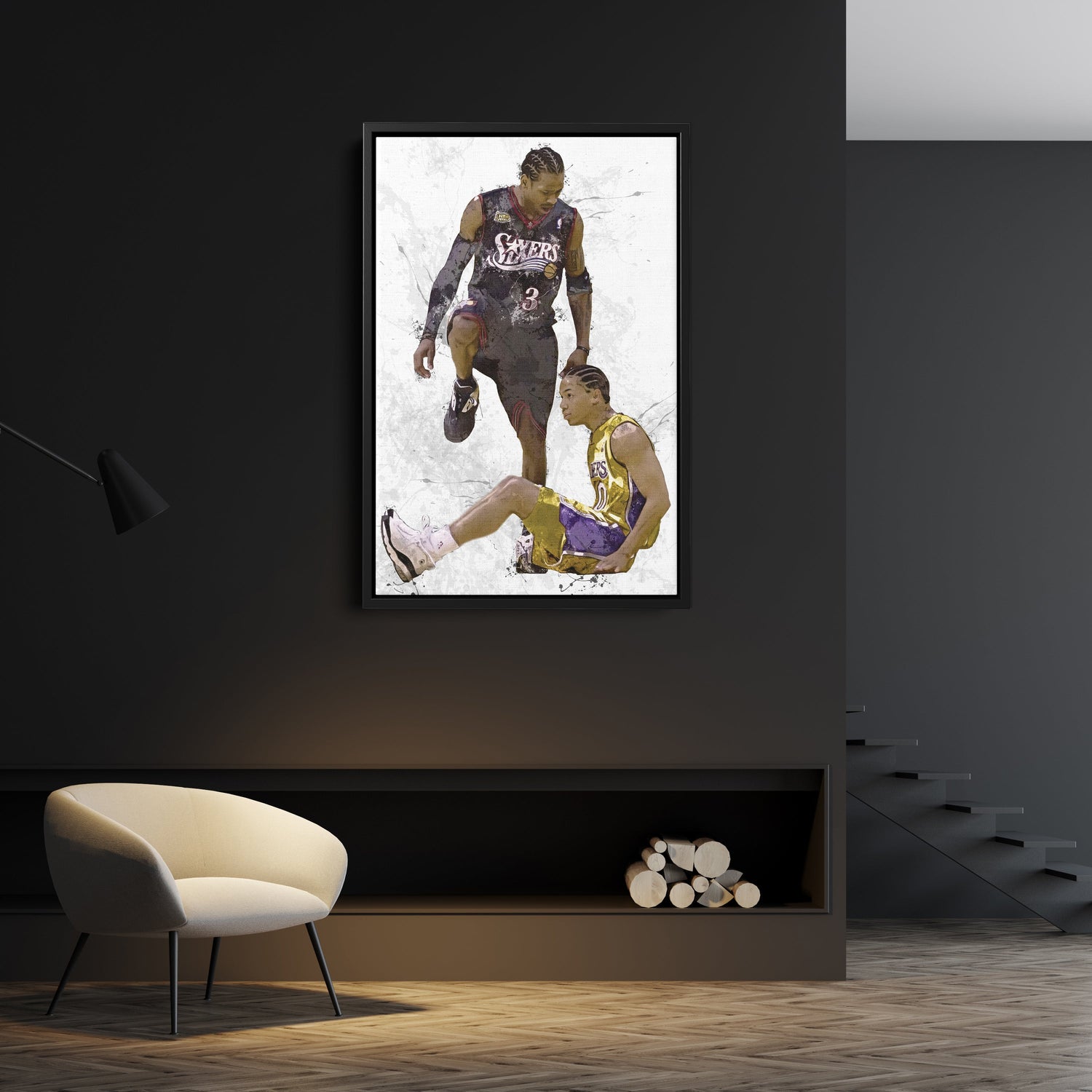 Allen Iverson Step Over Canvas Wall Art – NBA Legend for Man Cave