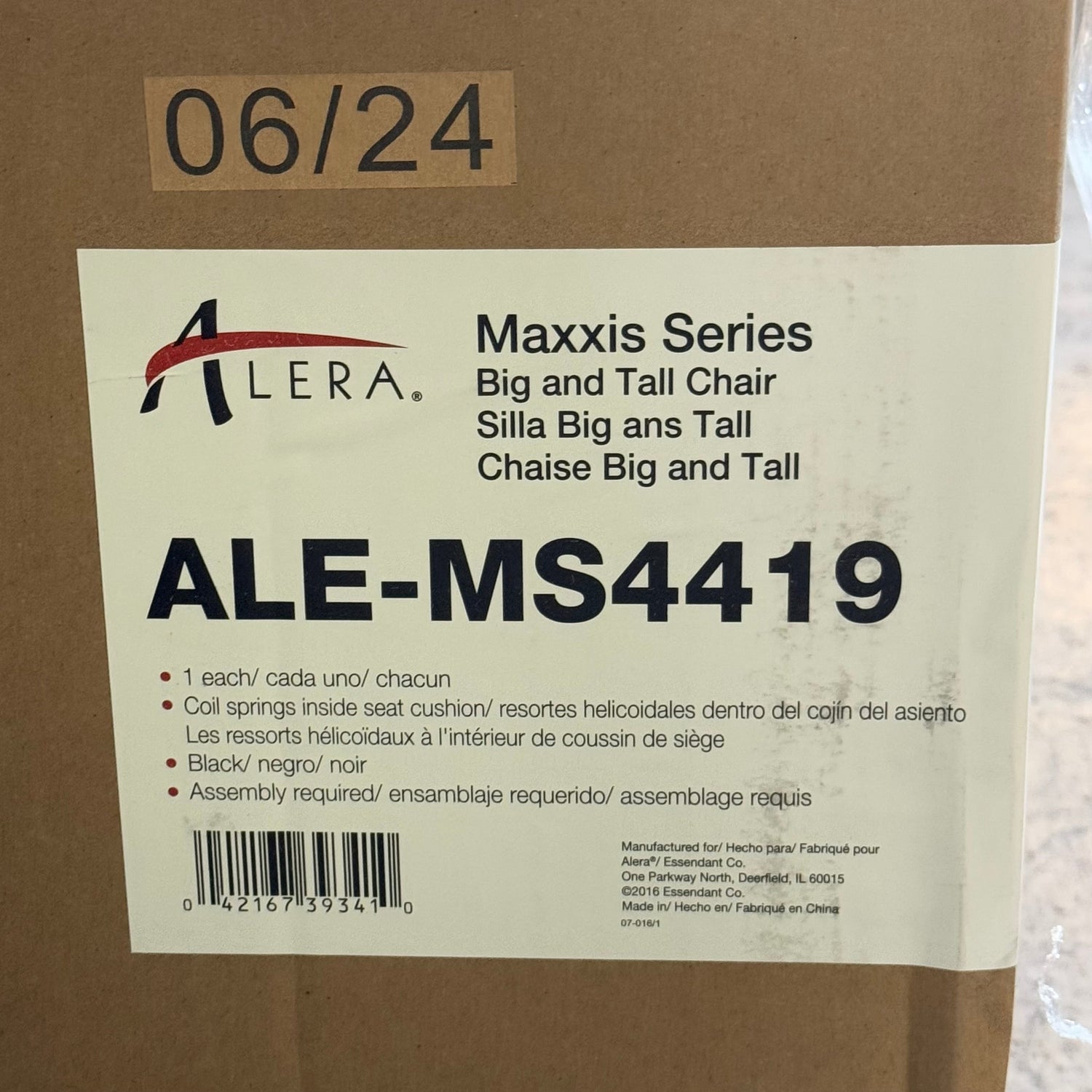 ALERA ALEMS4419 Maxxis Series Big/Tall Bonded Leather Chair - Black/Chrome Sz 32.7"Dx30.51"Wx48.2"H, Black