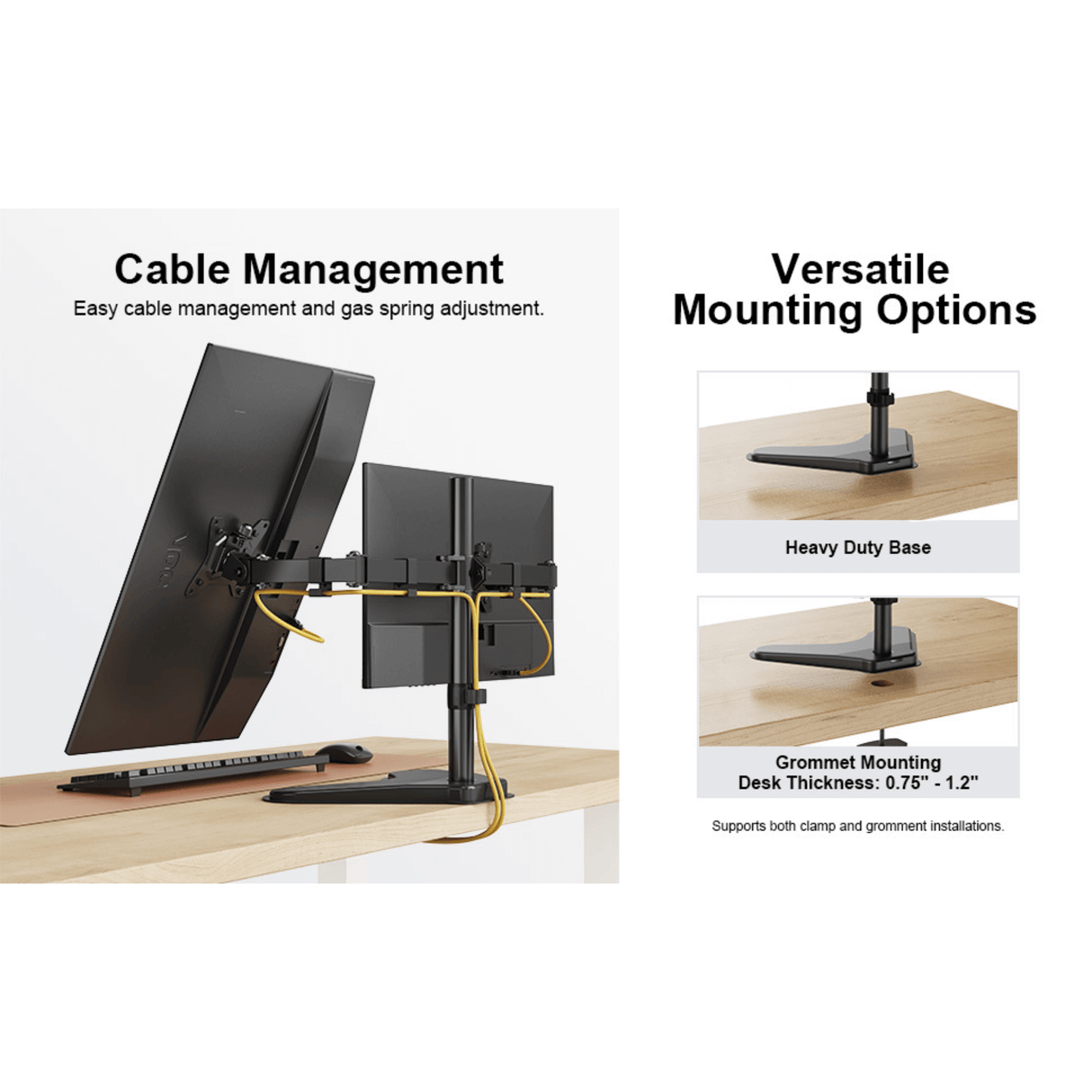 ErgoAV Motion Desk Stand for Dual Monitors 13" to 32"