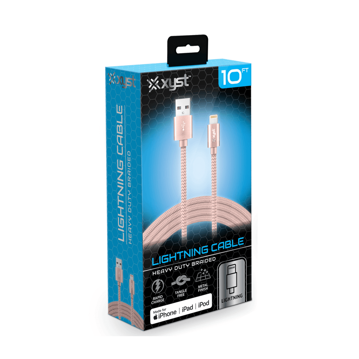 Xyst Charge and Sync USB to Lightning Braided Cable 10Ft