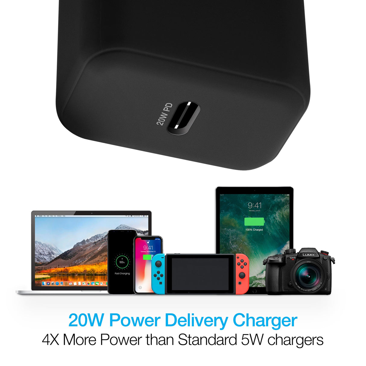 Naztech 20W PD Wall Charger + USB-C to USB-C 4ft Cable