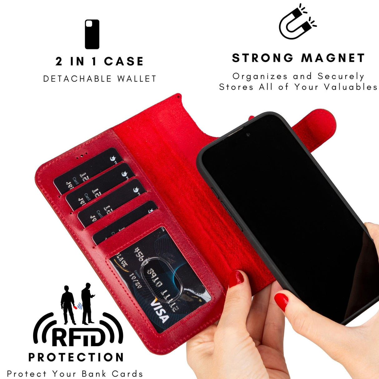 Casper iPhone 14 Series Detachable Leather Wallet Case