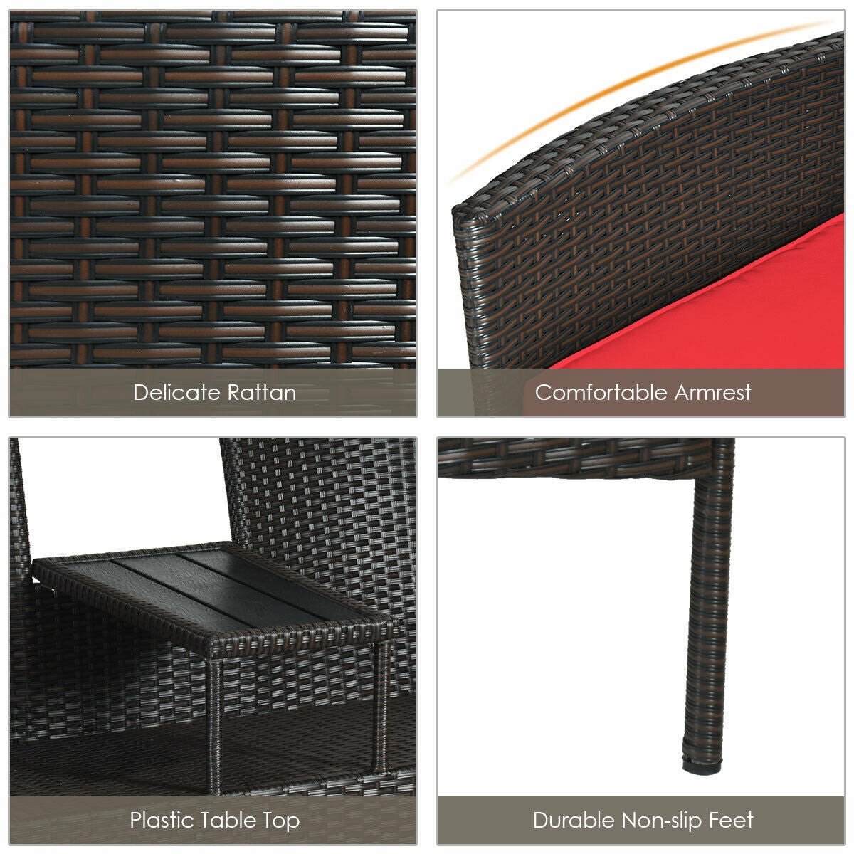 Modern Patio Conversation Set with Built-in Coffee Table and Cushions