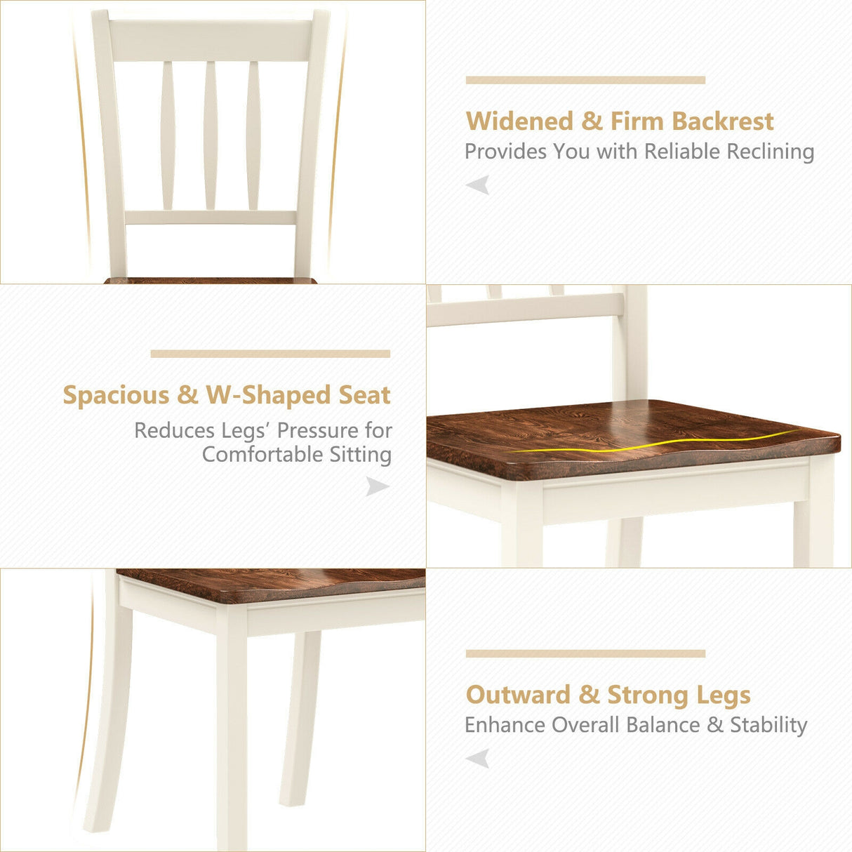 2 Pieces Solid Whitesburg Spindle Back Wood Dining Chairs
