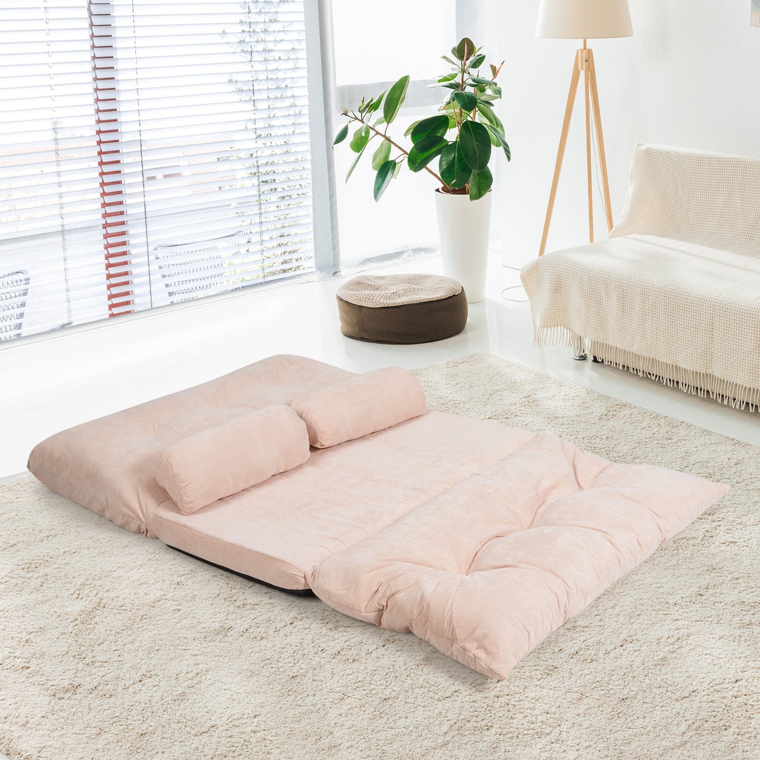 6-Position Adjustable Sleeper Lounge Couch with 2 Pillows