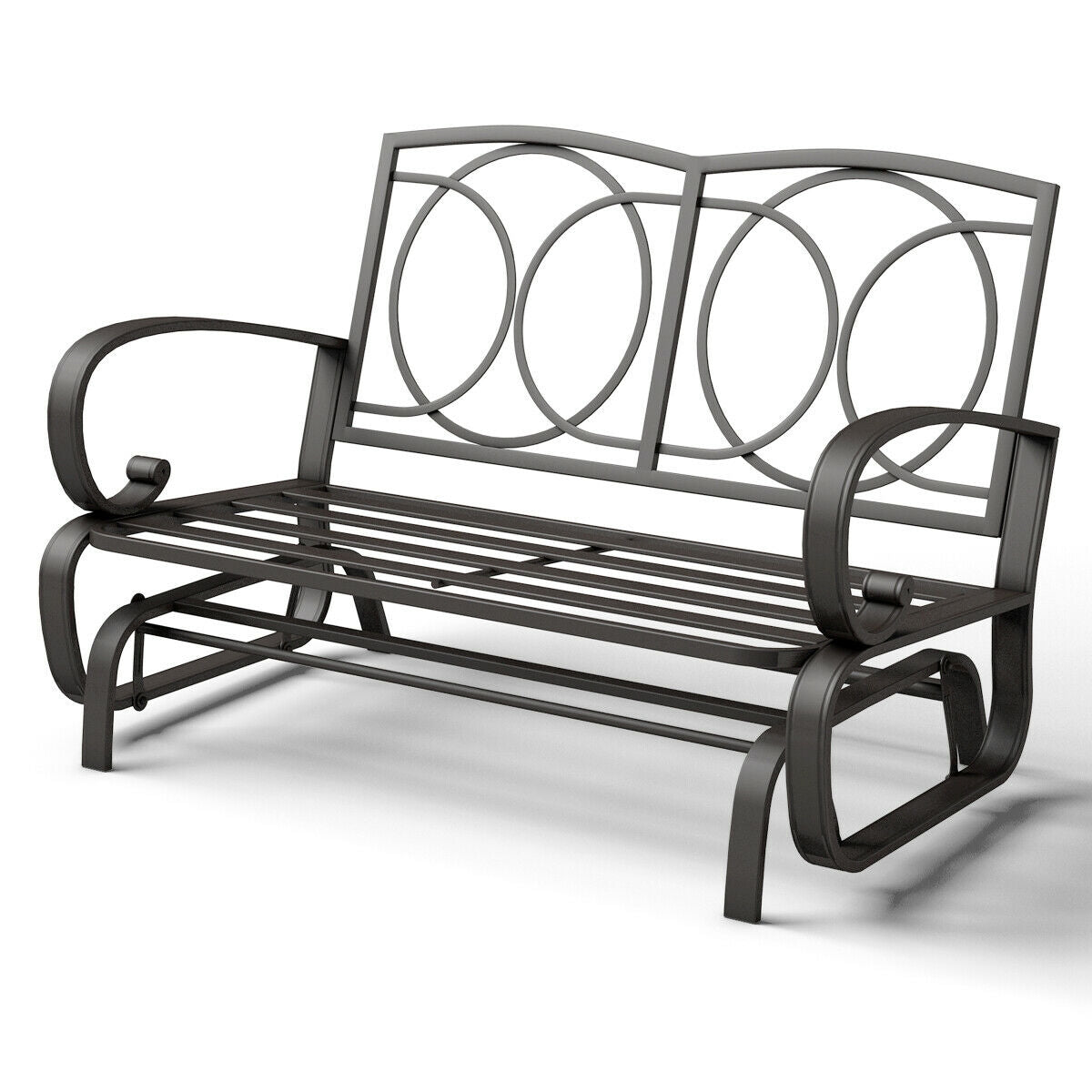 Outdoor Patio Cushioned Rocking Bench Loveseat