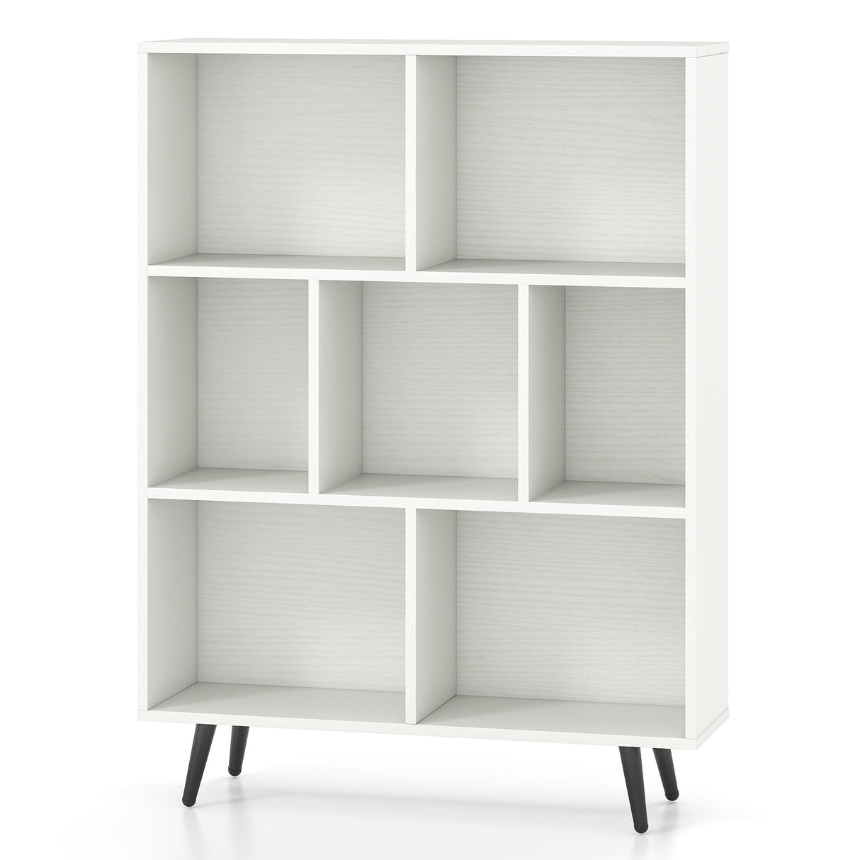 8-Cube Bookcase with 5 Tapered Metal Legs