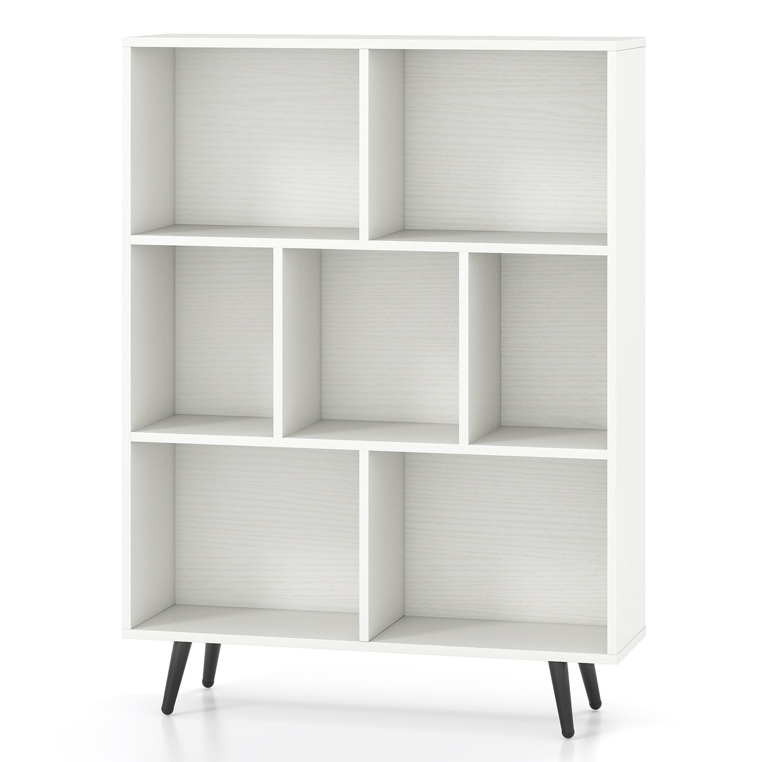 8-Cube Bookcase with 5 Tapered Metal Legs