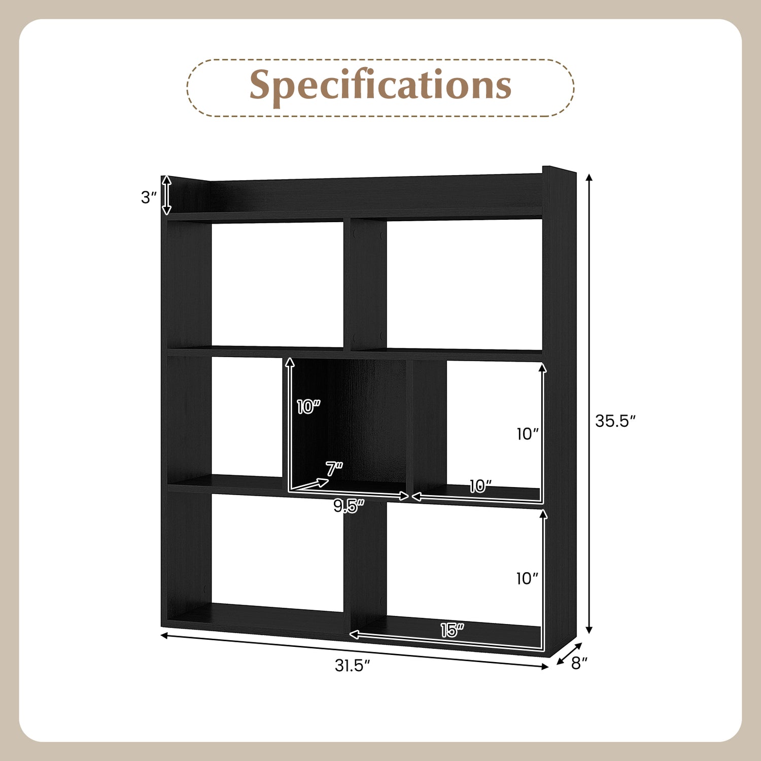 7 Cubes Open-back Bookshelf with Anti-Toppling Devices