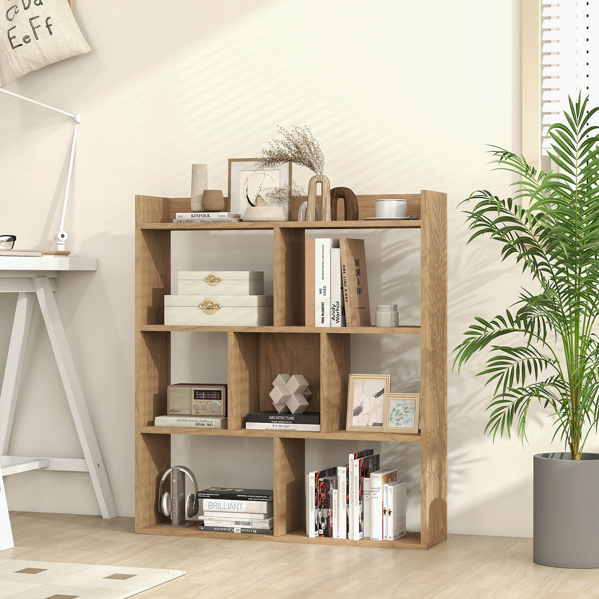 7 Cubes Open-back Bookshelf with Anti-Toppling Devices