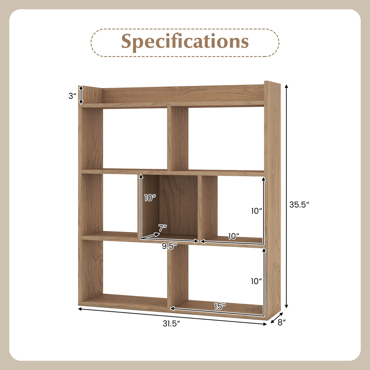7 Cubes Open-back Bookshelf with Anti-Toppling Devices