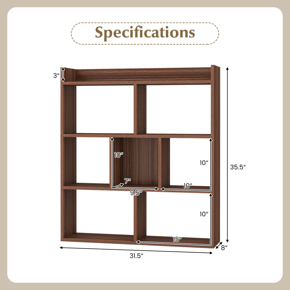 7 Cubes Open-back Bookshelf with Anti-Toppling Devices