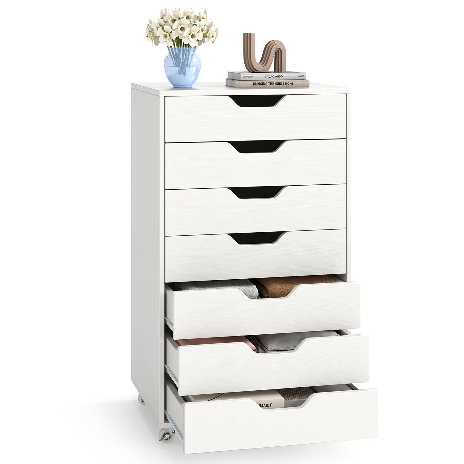 7-Drawer Chest Storage Dresser Floor Cabinet Organizer with Wheels