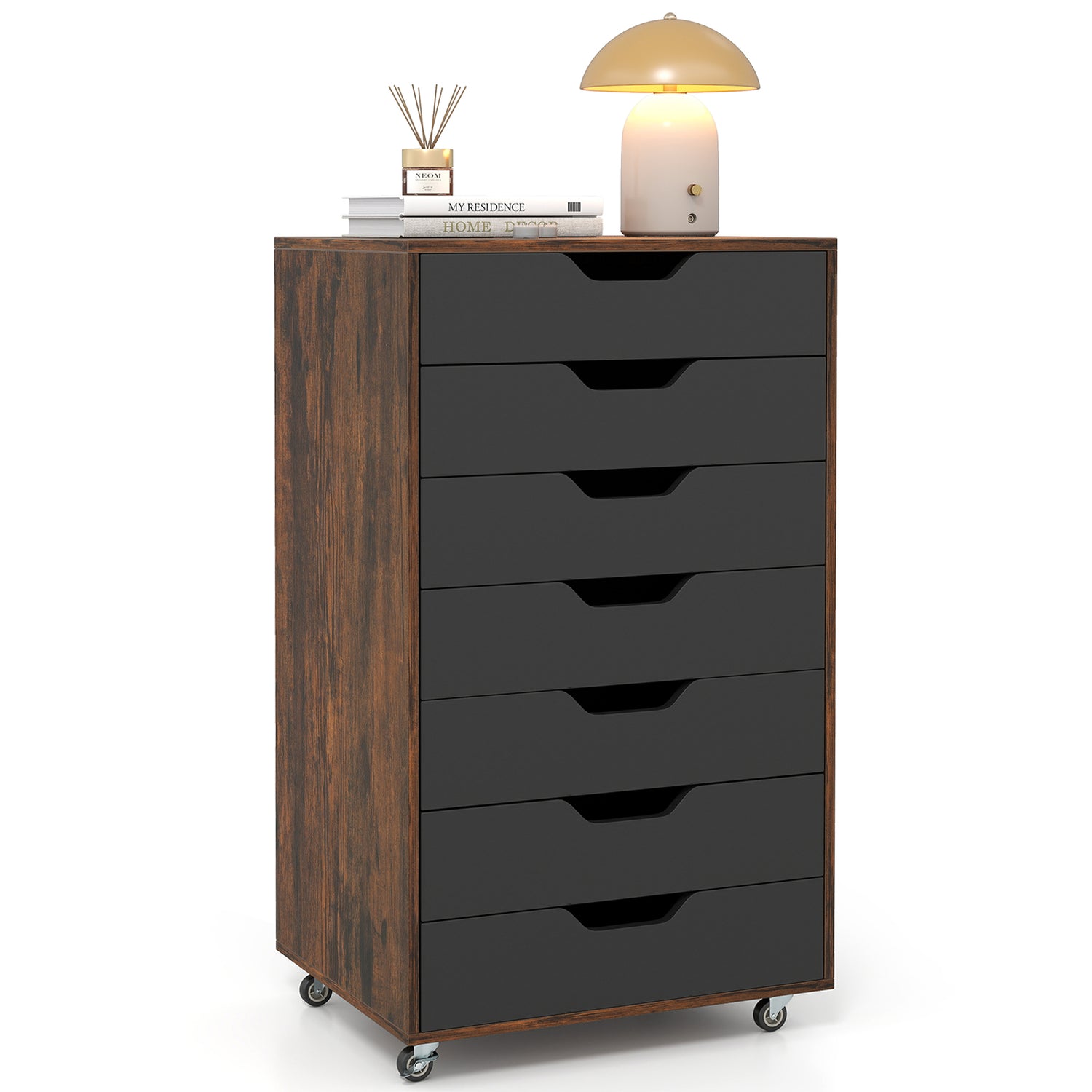 7-Drawer Chest Storage Dresser Floor Cabinet Organizer with Wheels