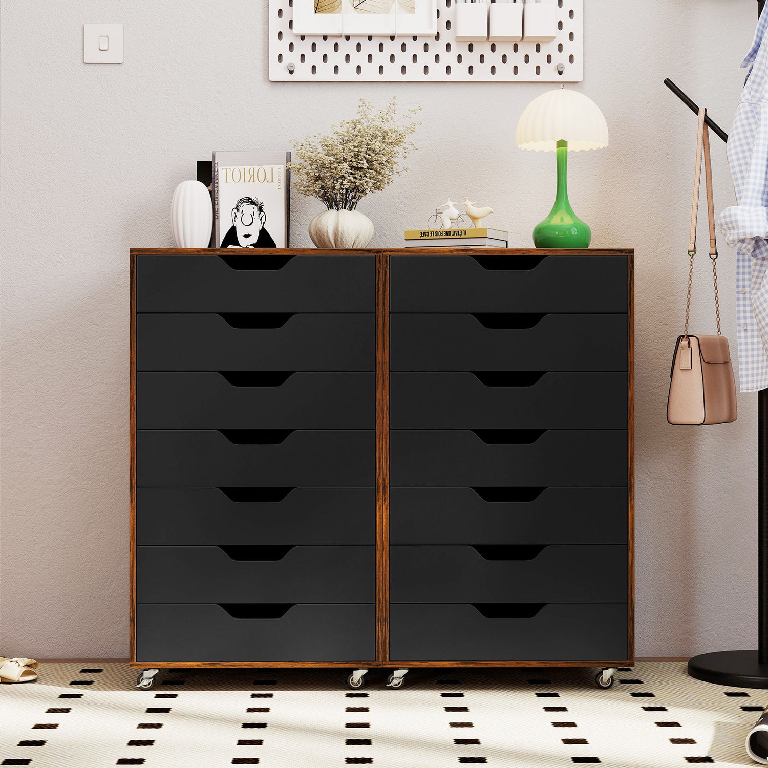 7-Drawer Chest Storage Dresser Floor Cabinet Organizer with Wheels
