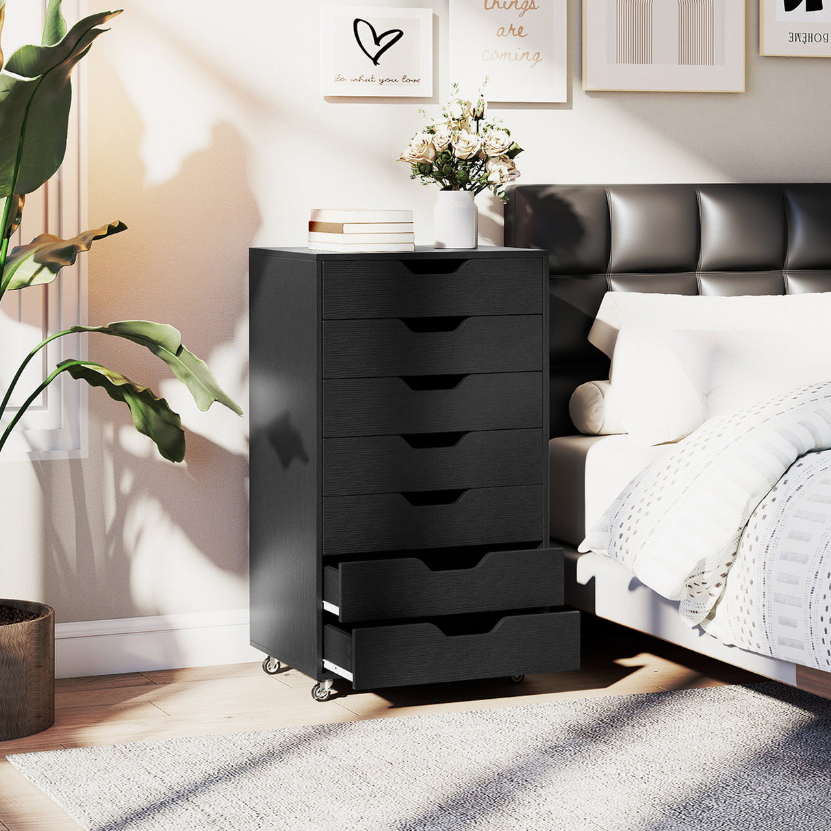 7-Drawer Chest Storage Dresser Floor Cabinet Organizer with Wheels
