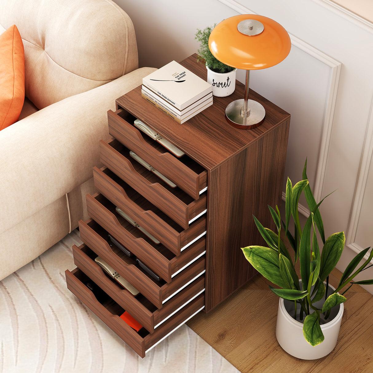 7-Drawer Chest Storage Dresser Floor Cabinet Organizer with Wheels