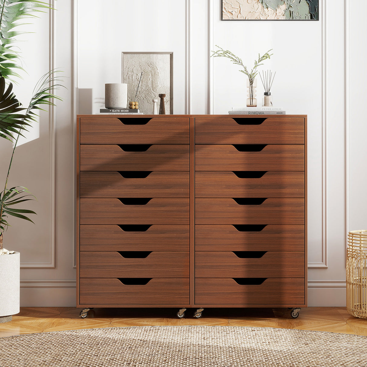 7-Drawer Chest Storage Dresser Floor Cabinet Organizer with Wheels
