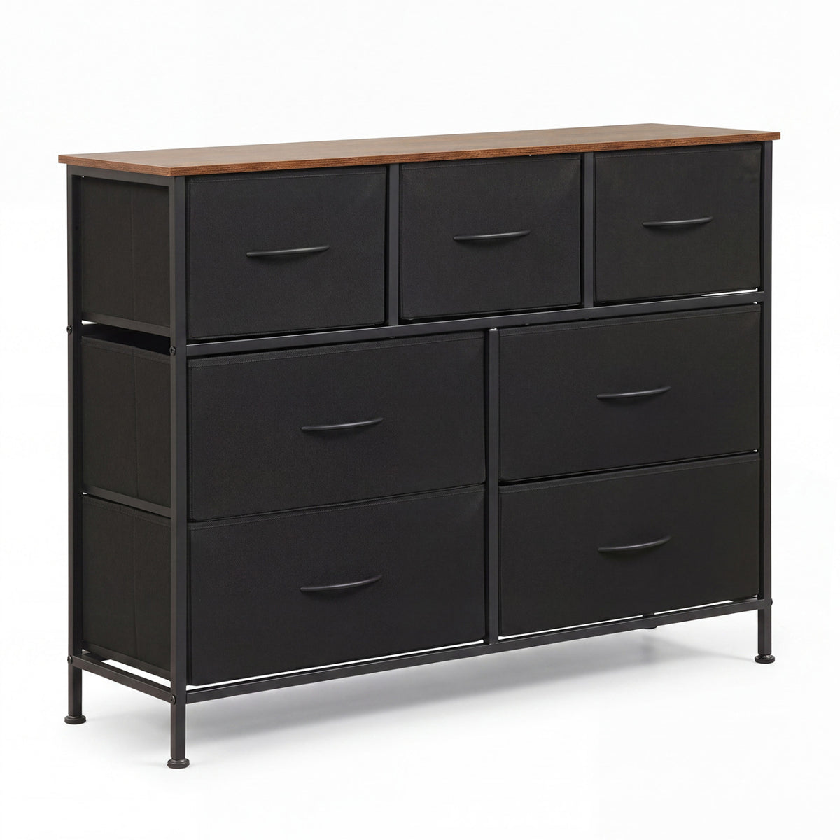 7-Drawer Wide Dresser with 2-Sized Folding Fabric Drawers for Bedroom