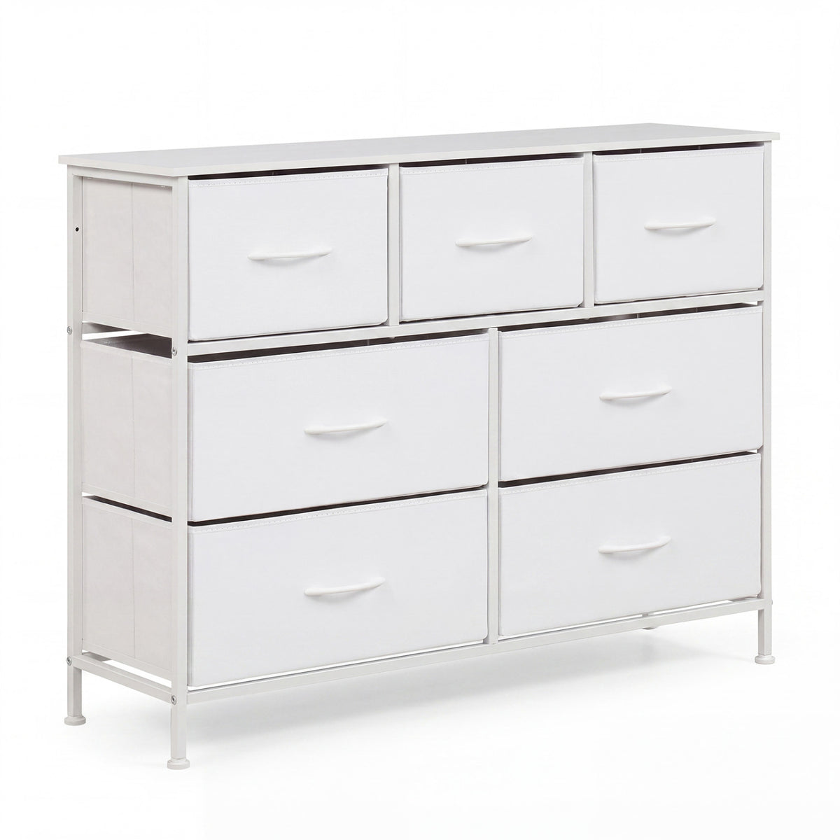 7-Drawer Wide Dresser with 2-Sized Folding Fabric Drawers for Bedroom