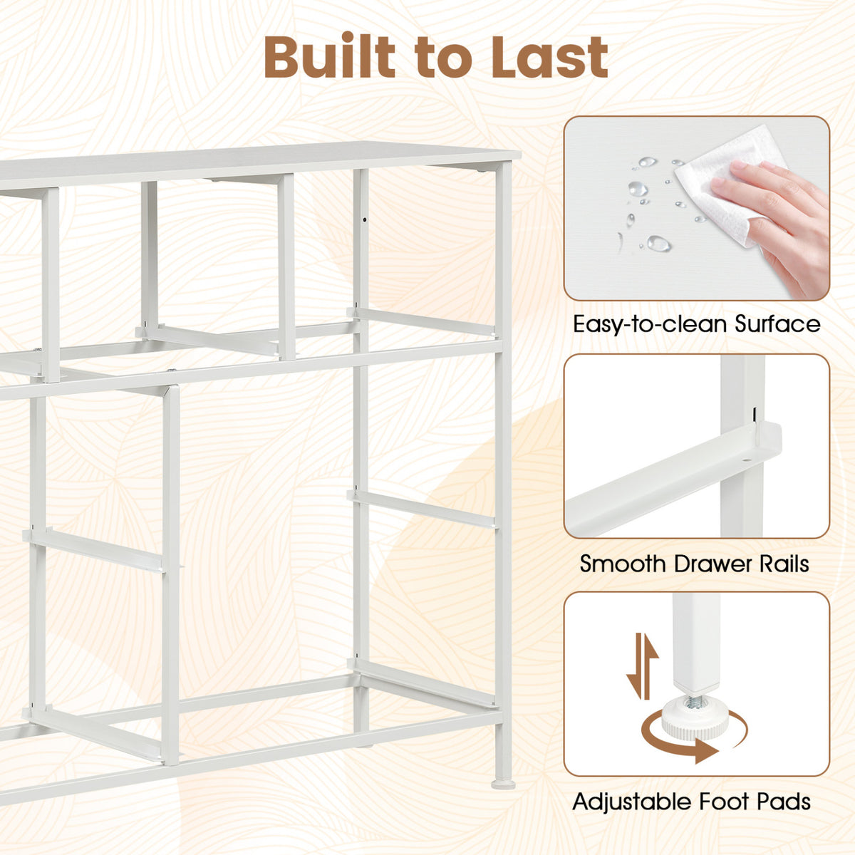 7-Drawer Wide Dresser with 2-Sized Folding Fabric Drawers for Bedroom