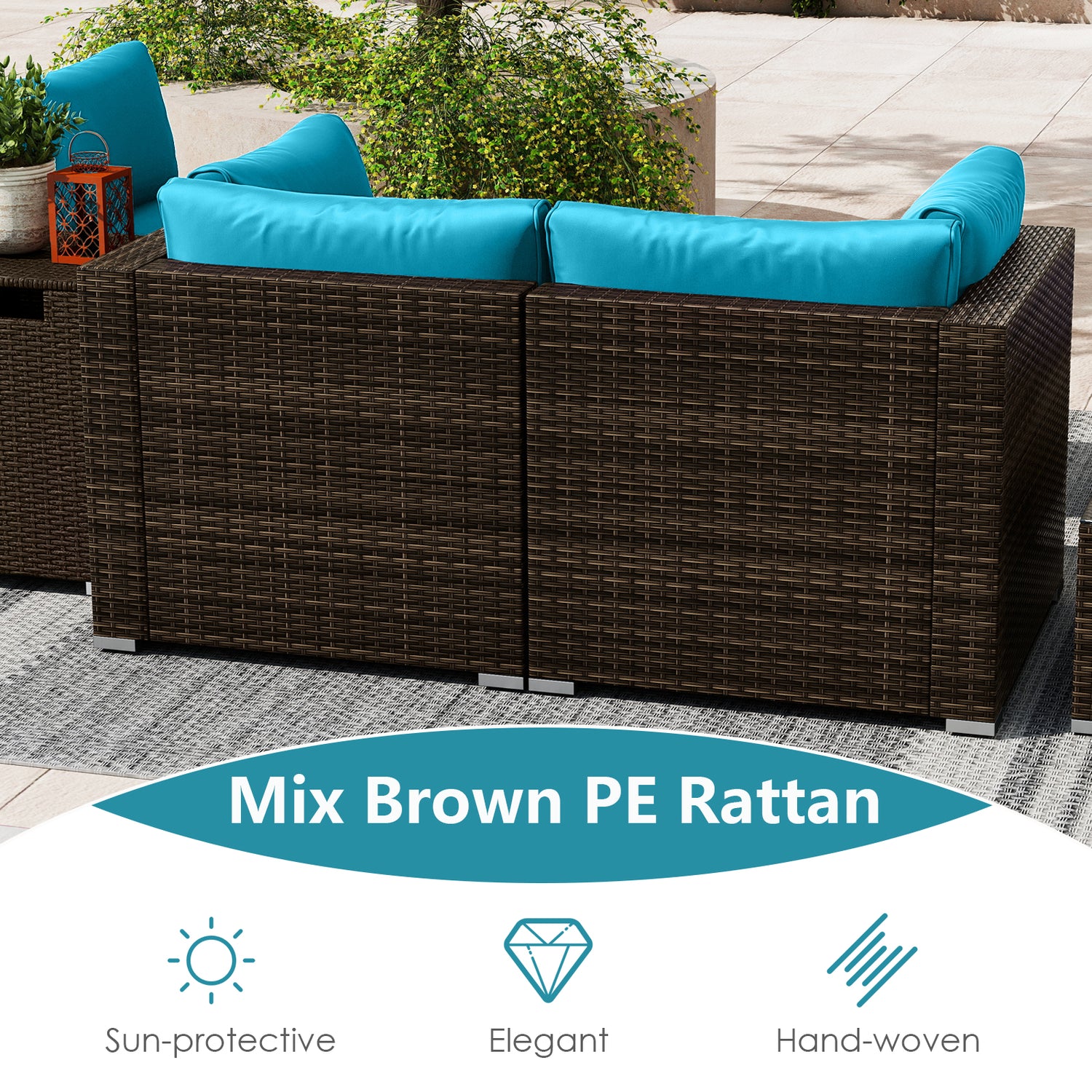 7 Pieces Outdoor Furniture Set with 32 Inch Fire Pit Table and Propane Tank Cover