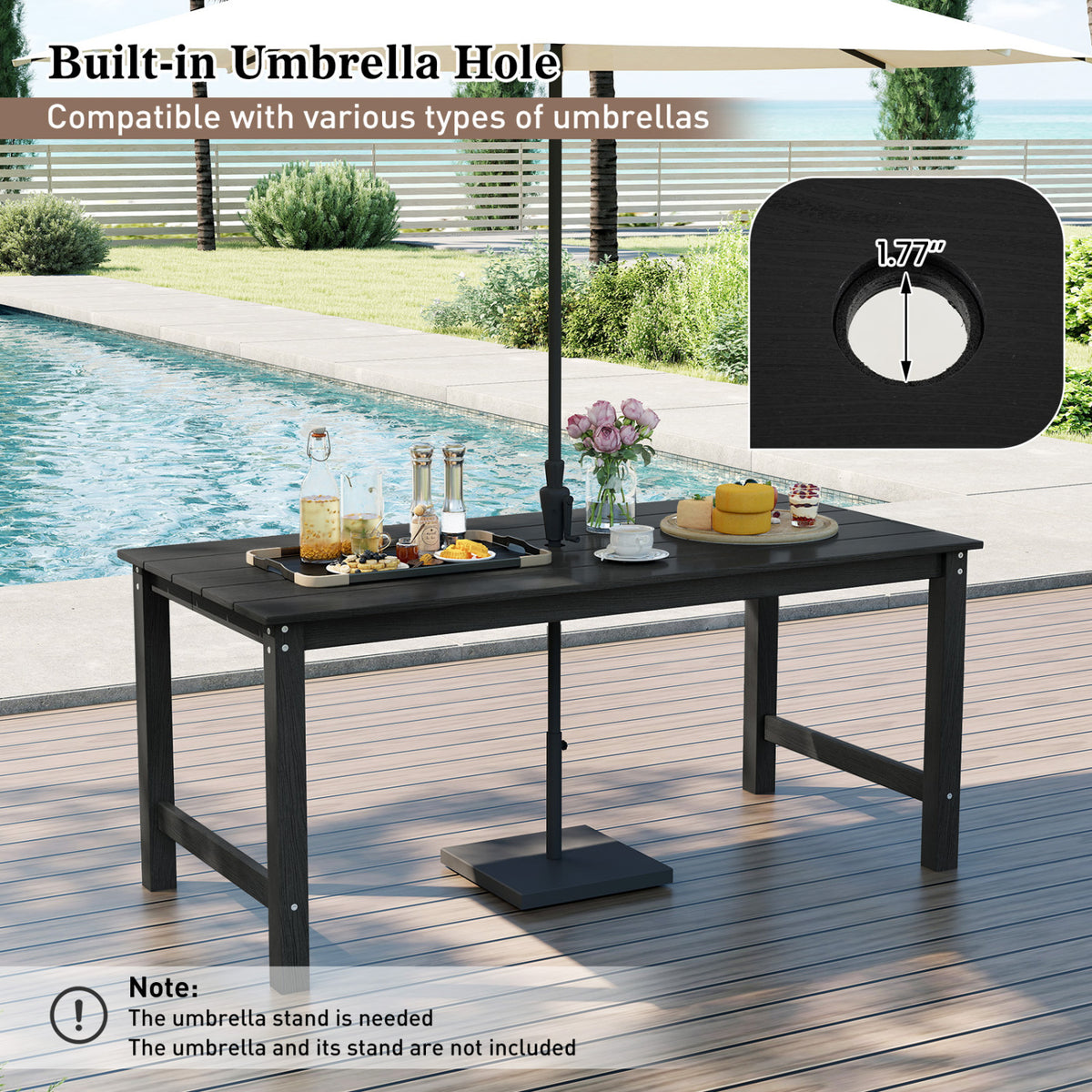 7 Pieces Patio Dining Set Outdoor HDPE Weather Resistant Table and Chairs Set