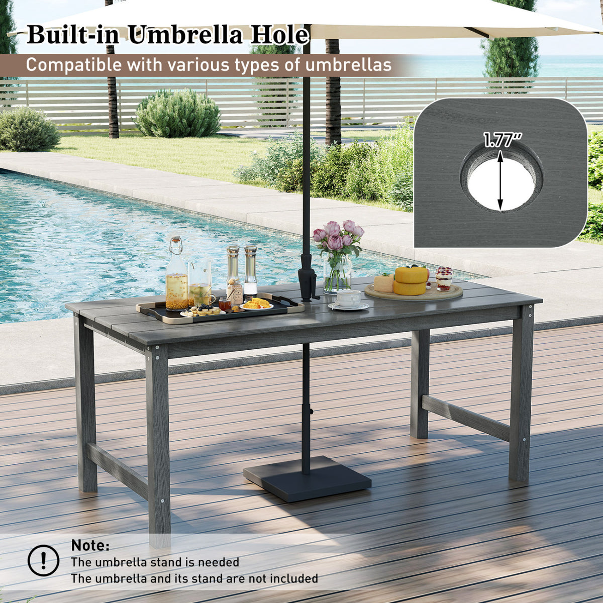 7 Pieces Patio Dining Set Outdoor HDPE Weather Resistant Table and Chairs Set