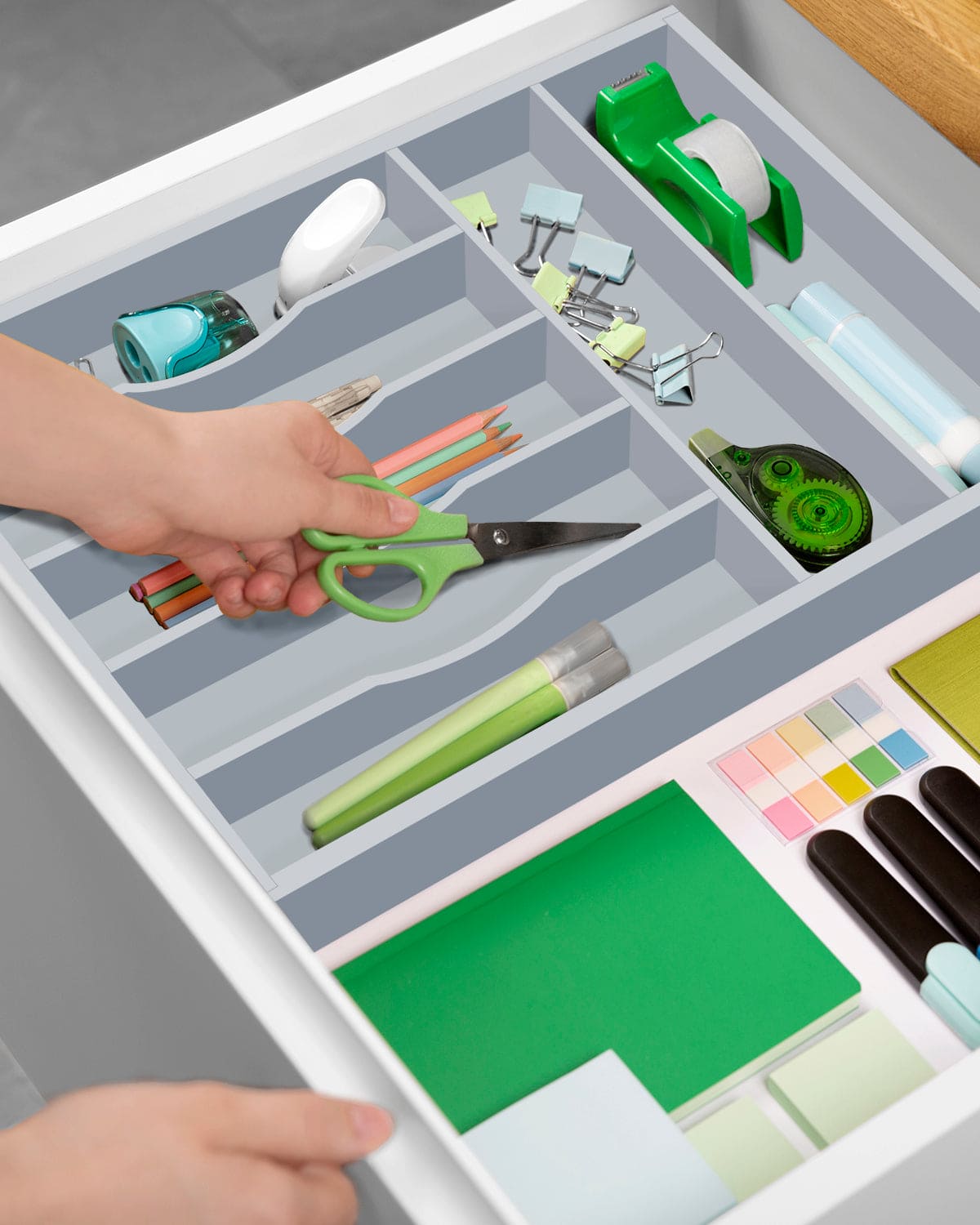 Basic Silverware Drawer Organizer, Gray