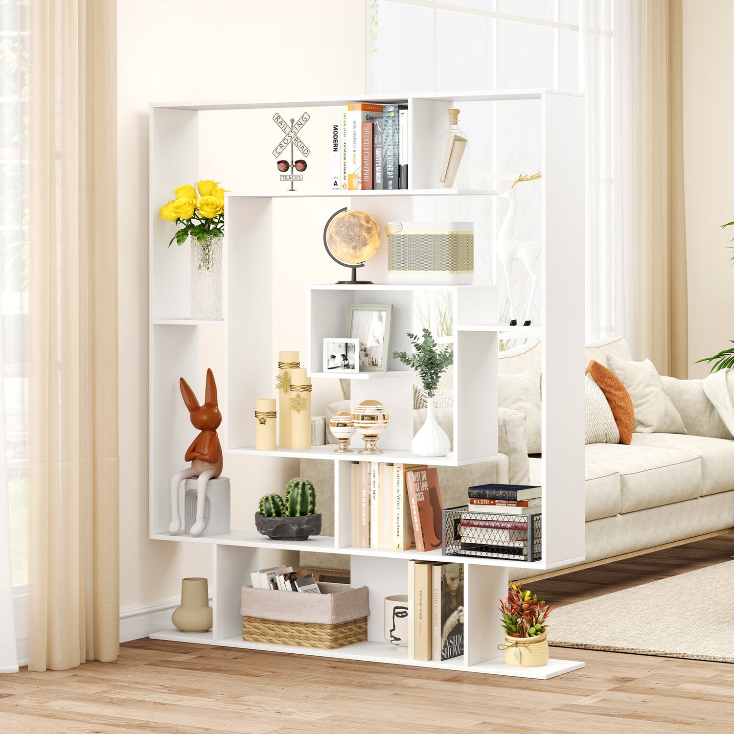 7-Tier Bookshelf Open Display Shelf Rack for Home Office