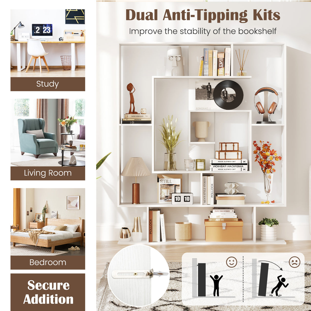 7-Tier Bookshelf Open Display Shelf Rack for Home Office